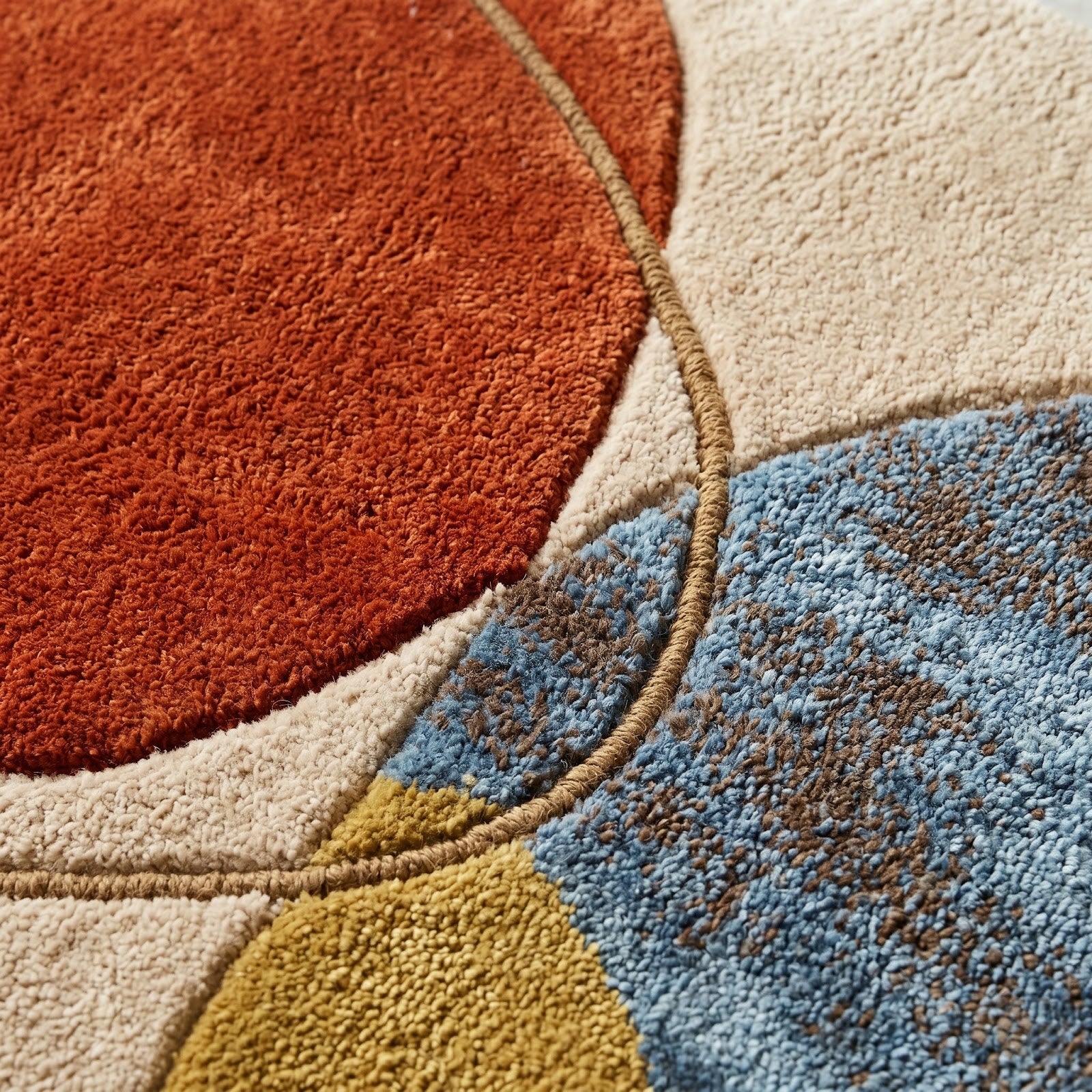 Modern Organic Balance Hand Tufted Wool Rug | Terracotta & Slate Blue Abstract Area Rug — 2x3 ft'