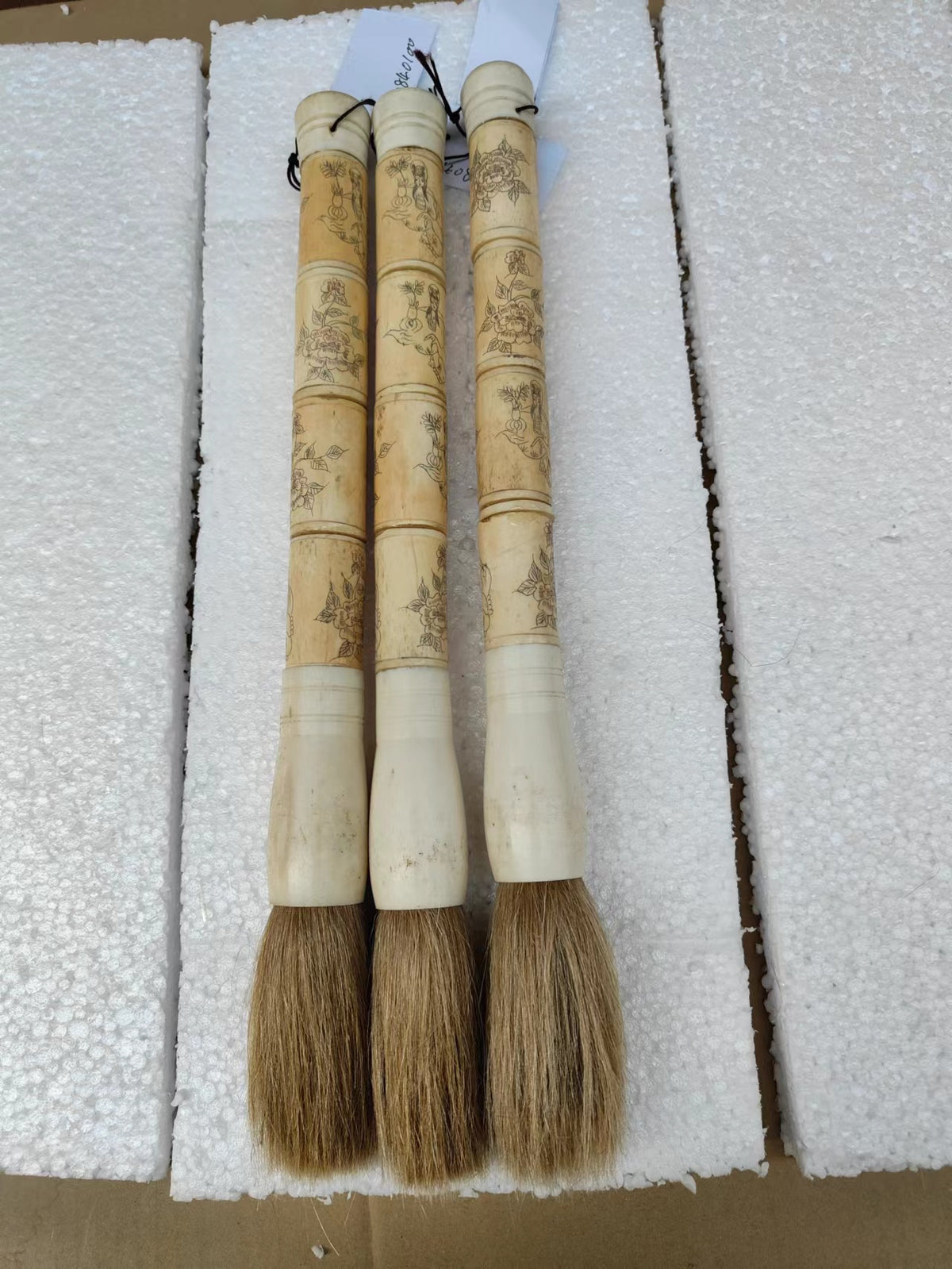 Approx.15"carved bone calligraphy brush