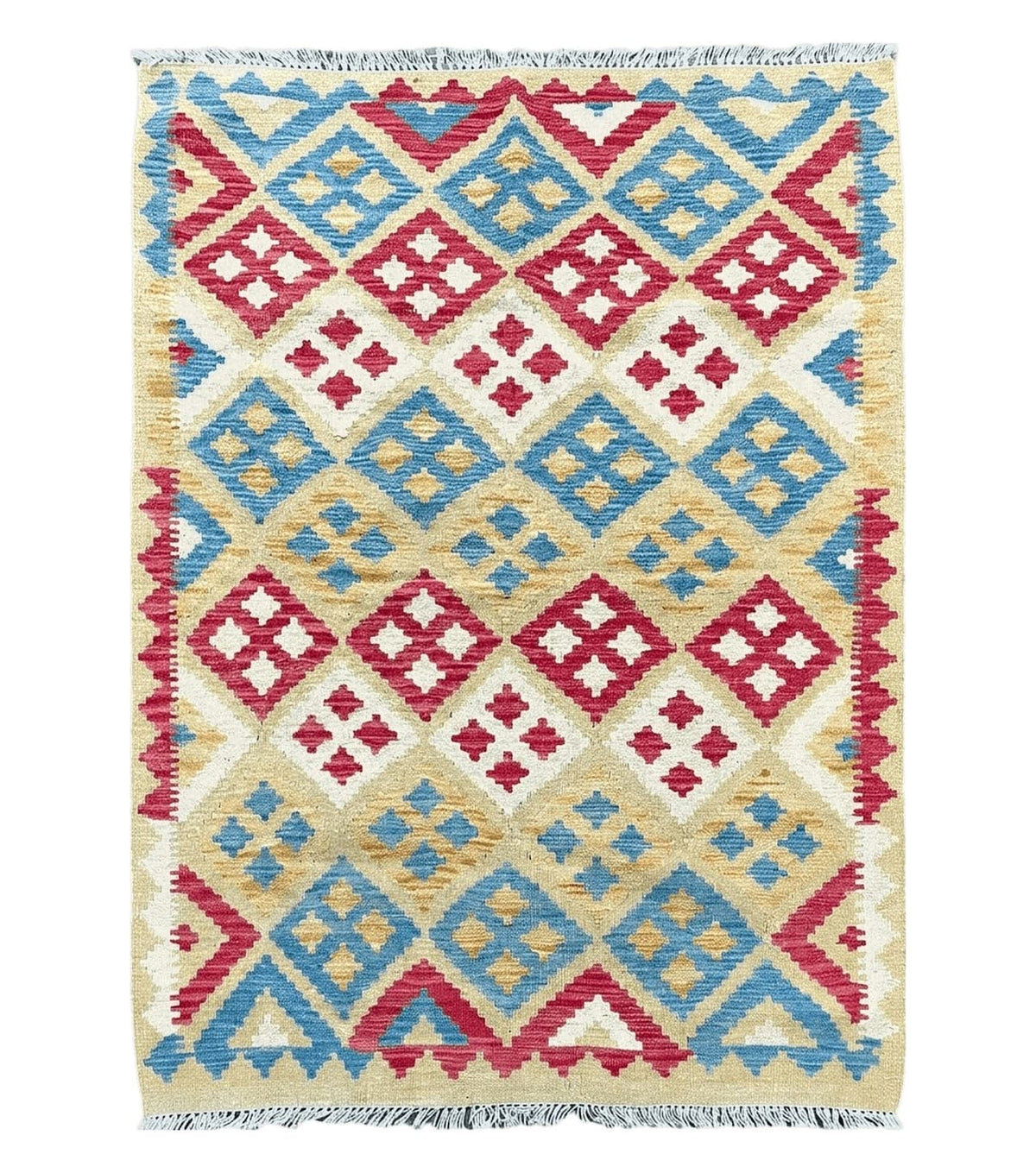 3x5 Kilim Rug Multicolor Tribal Kilim Rug 3 x 5 Tan Light Blue Red Beige New Turkish Anatolian Wool Kilim Flatweave Rug - Jewel Rugs