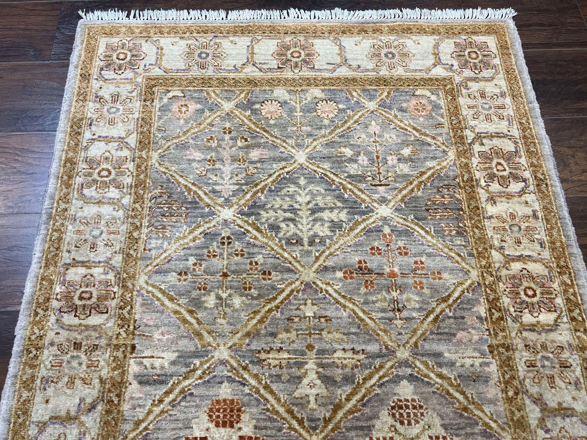 Pakistani Peshawar Rug 3.6 x 5, Safavieh Wool Handmade Hand Knotted Vintage Rug, Panel Design Oriental Carpet, Pair C - Jewel Rugs, view 13