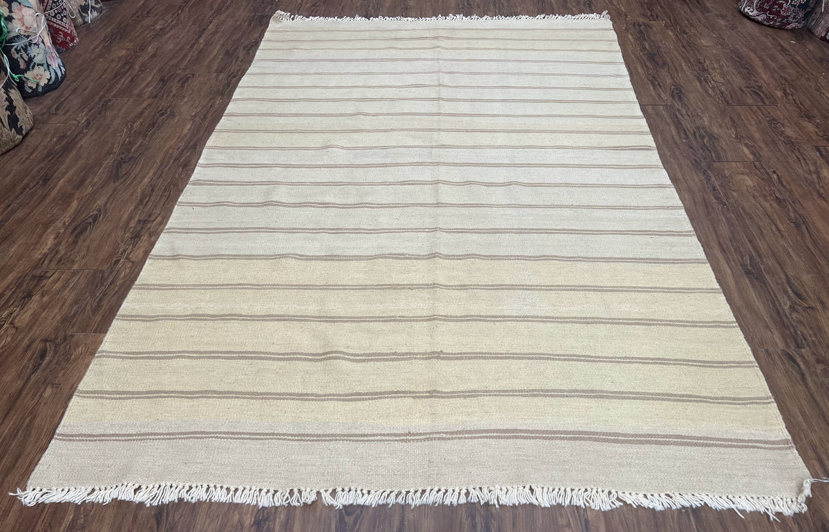 New Turkish Kilim Rug 5x8 Flatweave Carpet, Bohemian Rug, Contemporary Rug, Hand Woven, Wool Area Rug, Gray and Taupe, Striped Pattern - Jewel Rugs, view 2
