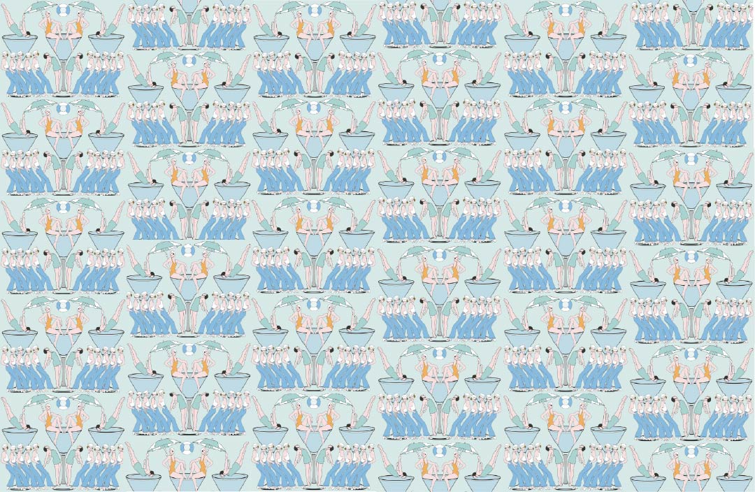 CUSTOM ART DECO SWIMMERS WALLPAPER Eau De Nil by Art Decor Designs image 3