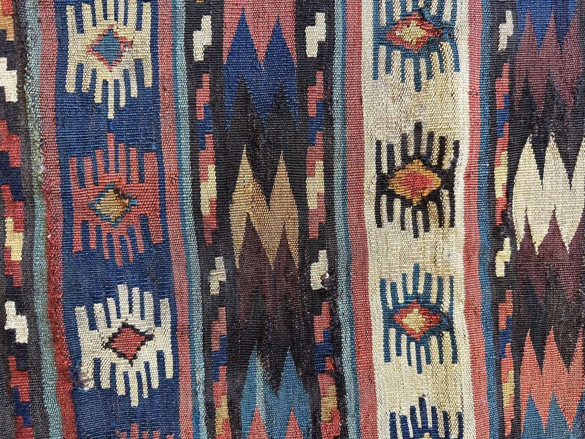 Antique Caucasian Shahsavan Bag Face 2x2 | Blue, Brown & Ivory | Hand-Knotted Wool - Rugistan, view 2