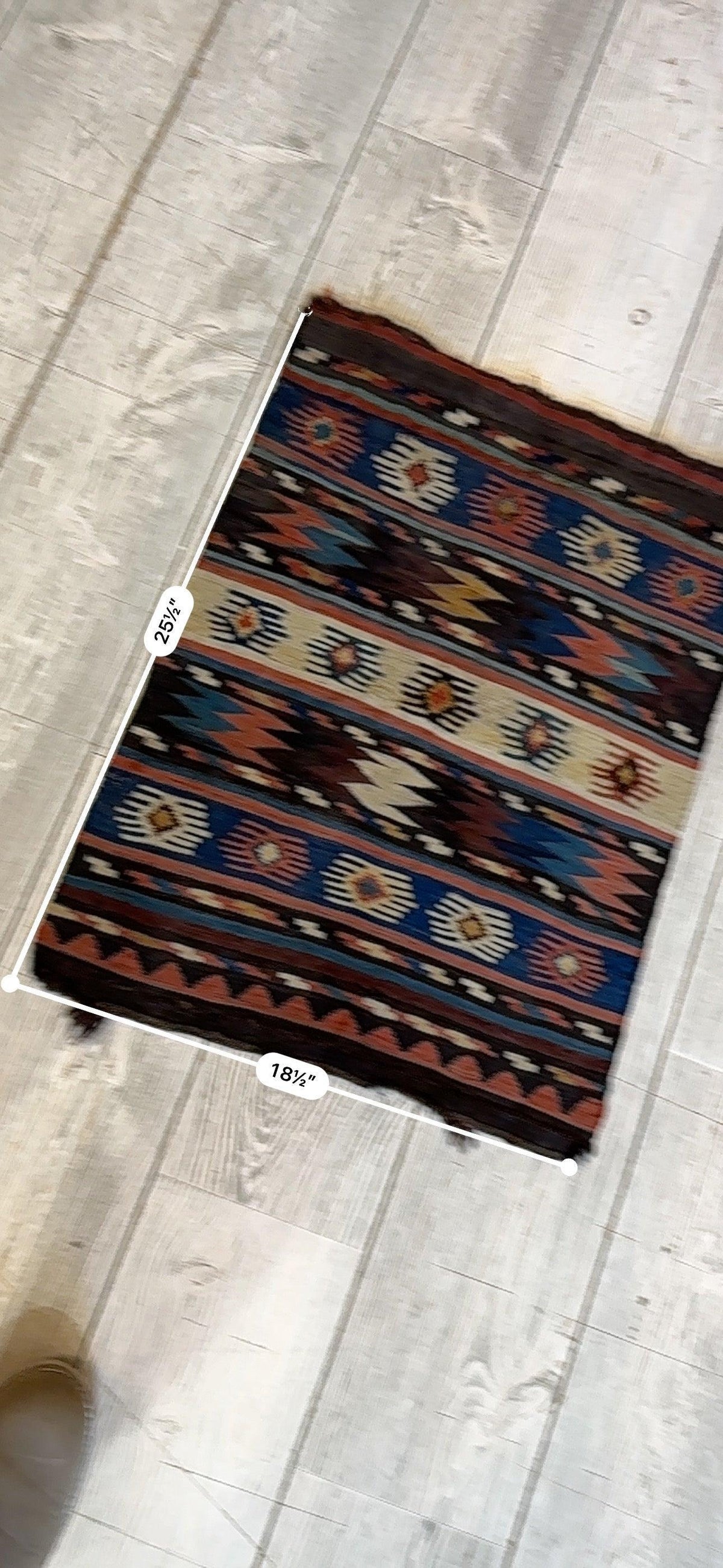 Antique Caucasian Shahsavan Bag Face 2x2 | Blue, Brown & Ivory | Hand-Knotted Wool - Rugistan, view 4