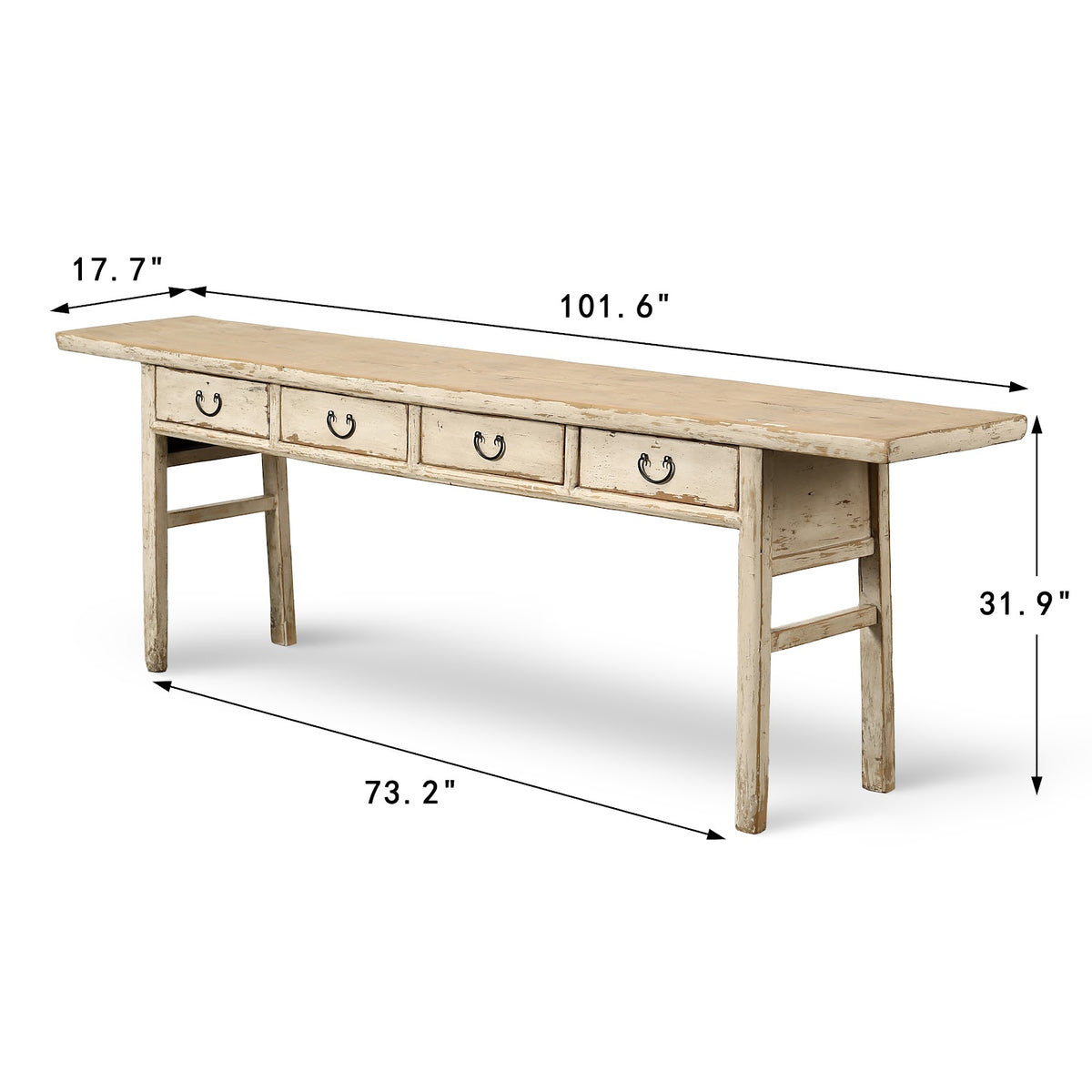Lily Casa Vein Matched Three Drawers Console Table White Wash image