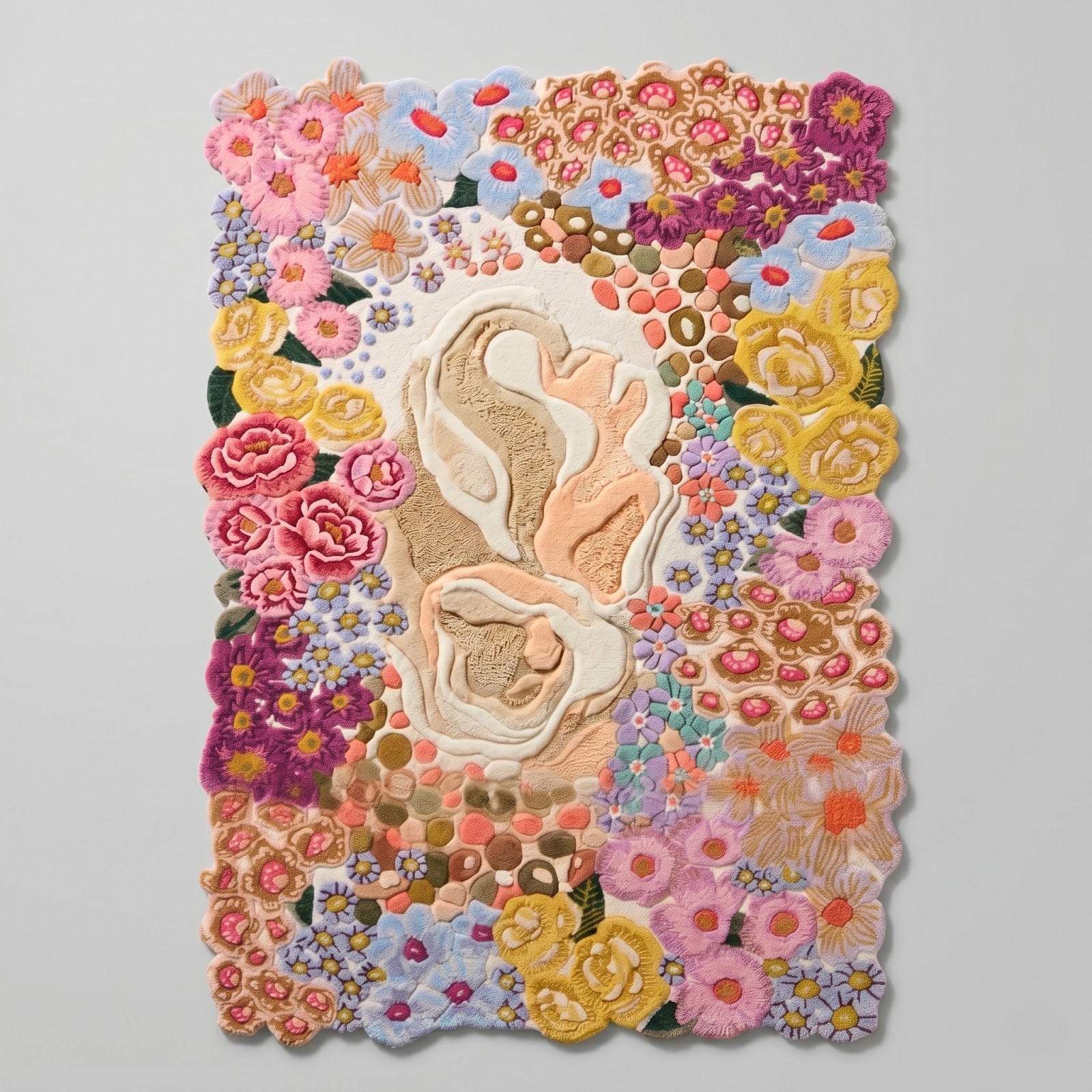 Floral Garden Irregular Hand Tufted Wool Rug | Multicolor Botanical Bloom Statement Area Rug — 2x3 ft'