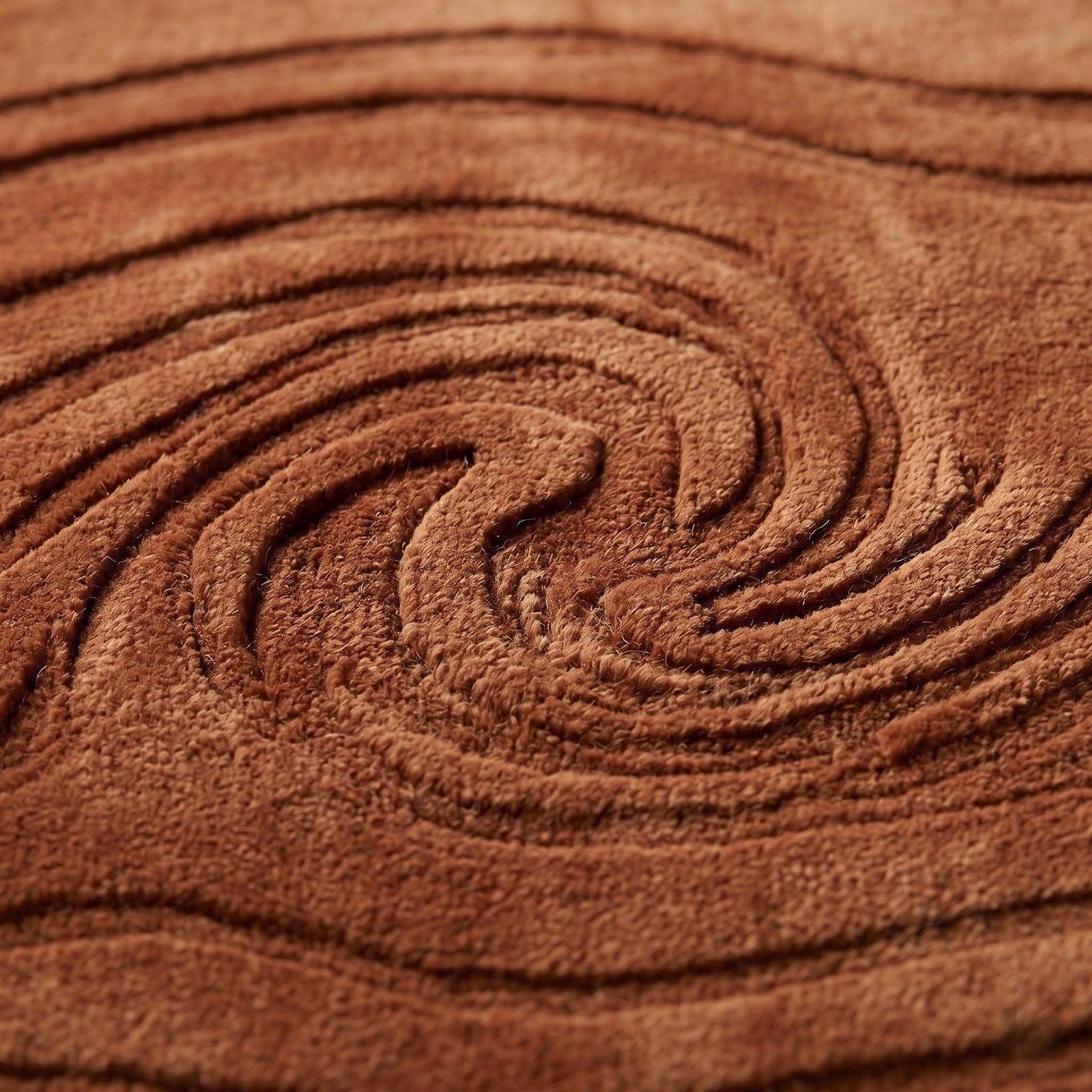 Organic Woodgrain Wave Hand Tufted Wool Rug | Terracotta Brown Sculpted Abstract Area Rug — 2x3 ft'