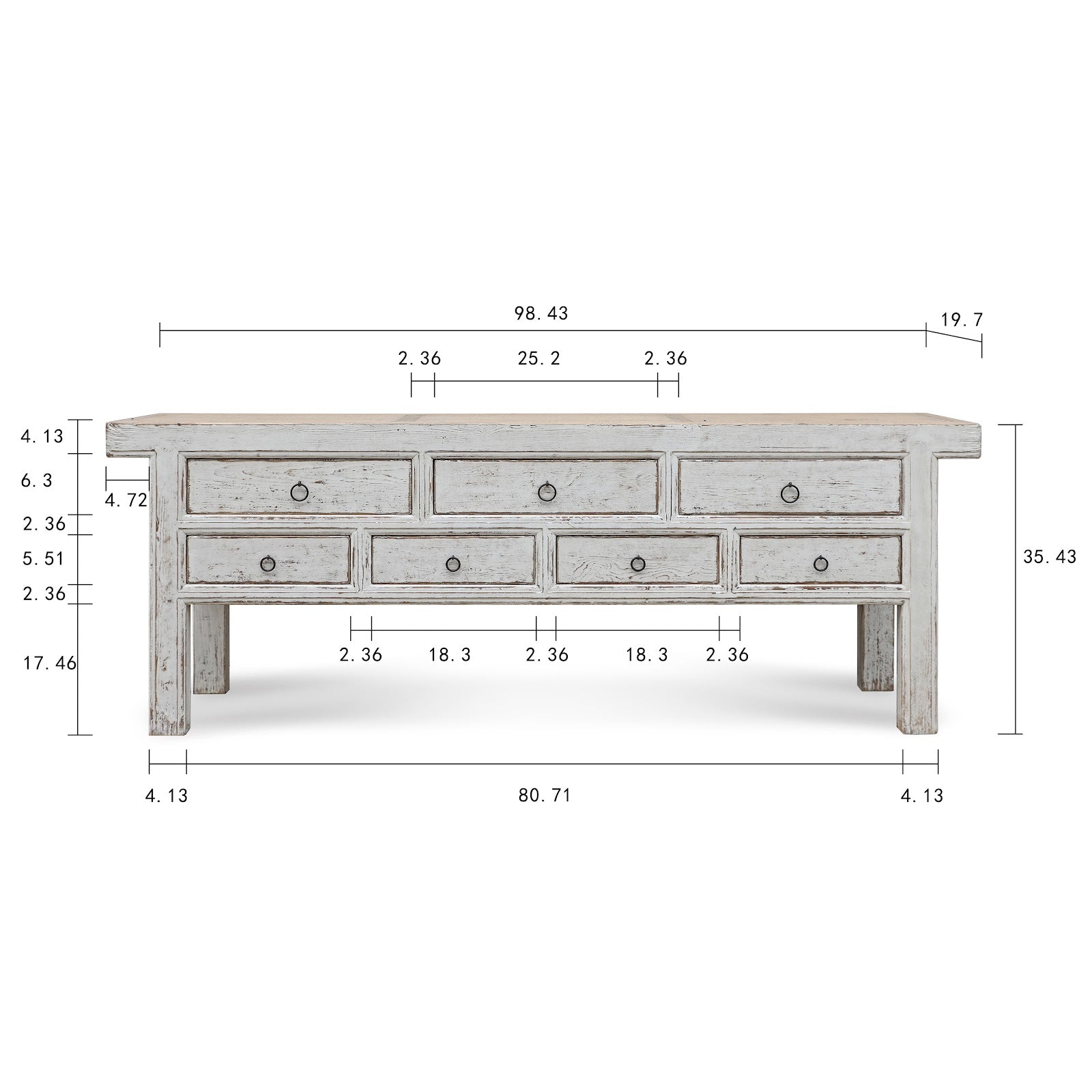 Amalfi Tow Tones 7-Drawers Sideboard Distressed image