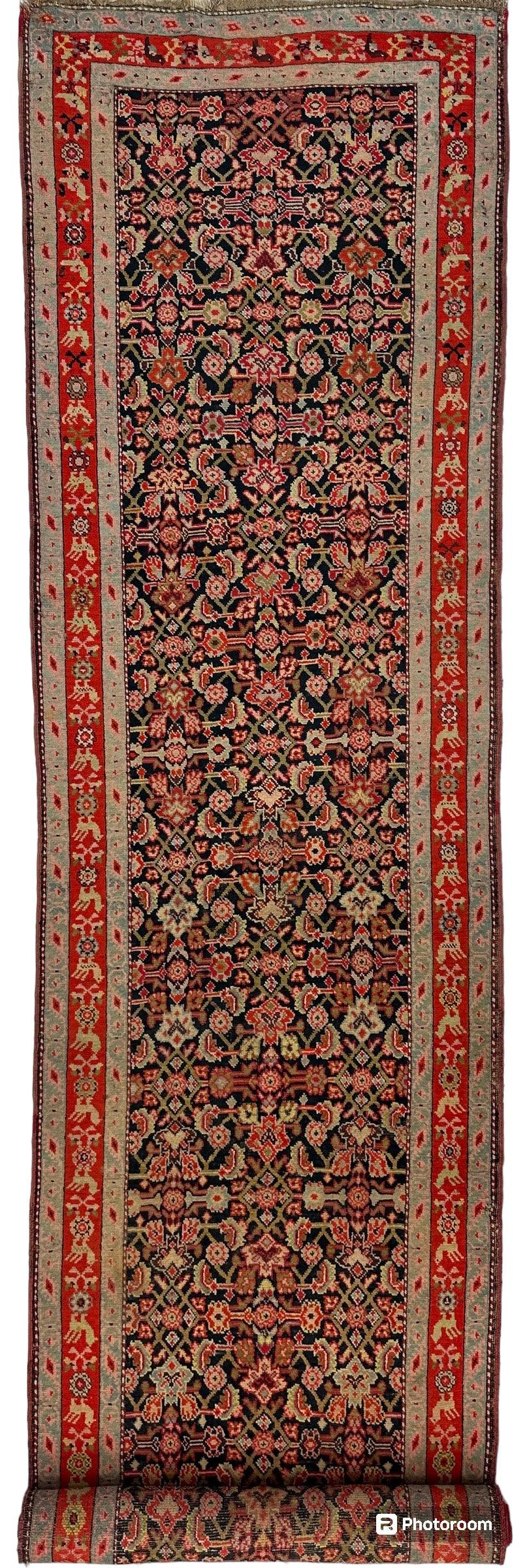 Antique Caucasian Runner 3x17 | Navy, Red & Ivory | Hand-Knotted Wool - Rugistan, view 2