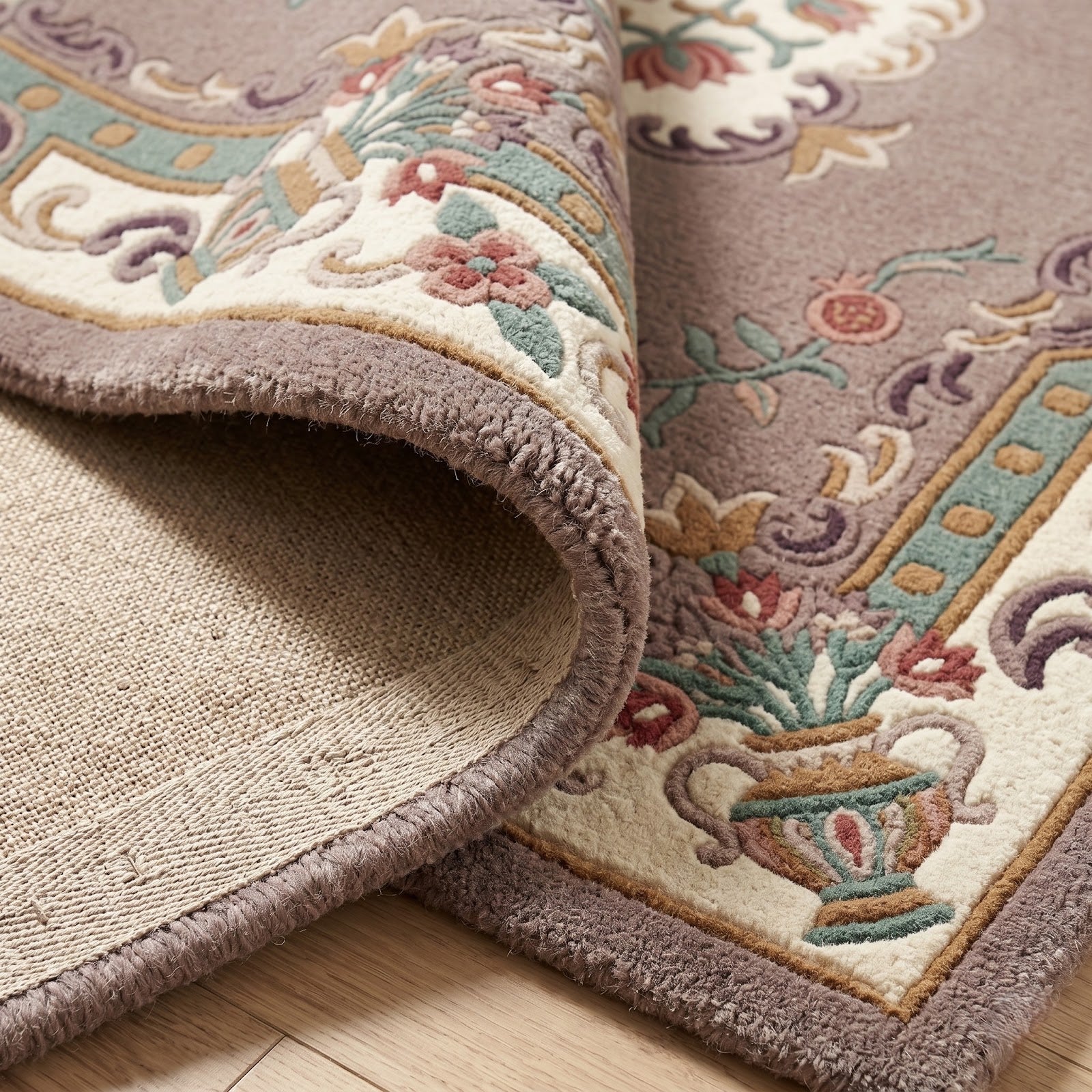 Traditional Floral Medallion Hand Tufted Wool Rug | Vintage Botanical Area Rug — 2x3 ft'