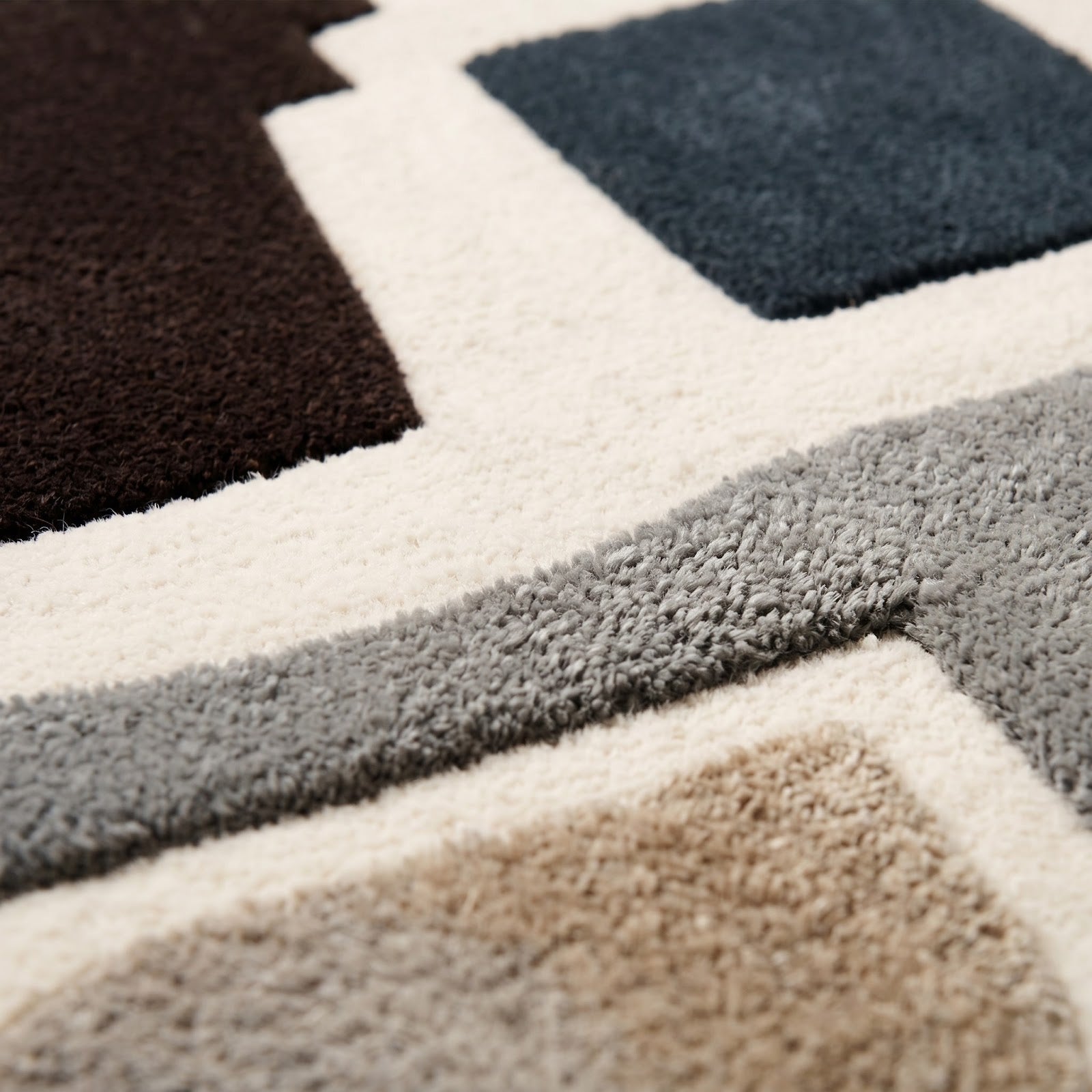 Modern Bauhaus Hand Tufted Wool Rug | Ivory, Charcoal & Taupe Geometric Abstract Area Rug — 2x3 ft'