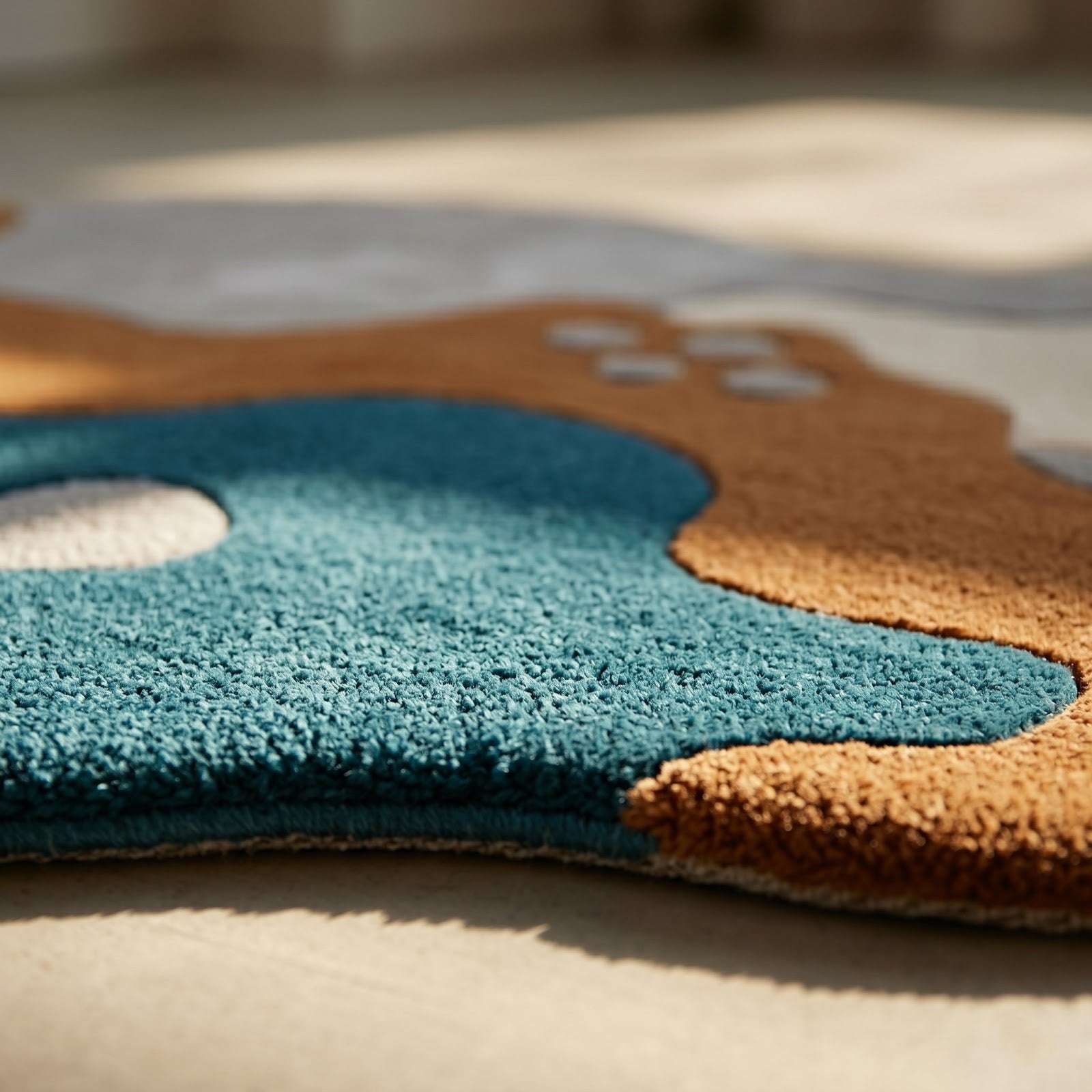 Abstract Organic Hand Tufted Wool Rug | Irregular Shape Modern Area Rug — 2x3 ft'