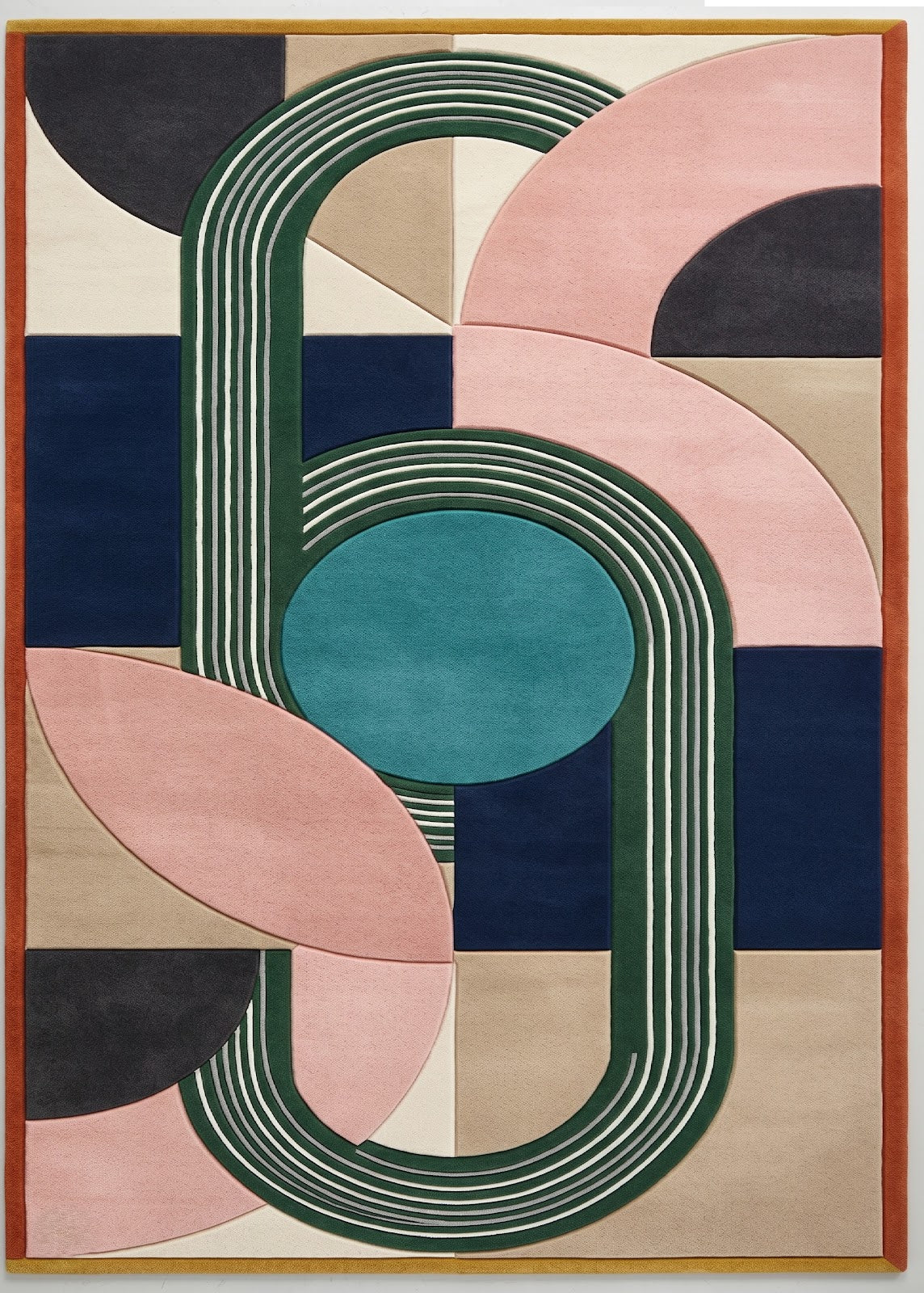 Modern Art Deco Hand Tufted Wool Rug | Geometric Arch Pattern Area Rug — 2x3 ft'
