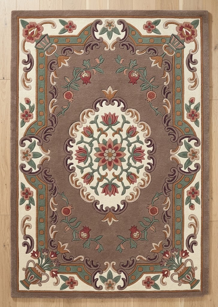 Traditional Floral Medallion Hand Tufted Wool Rug | Vintage Botanical Area Rug — 2x3 ft'