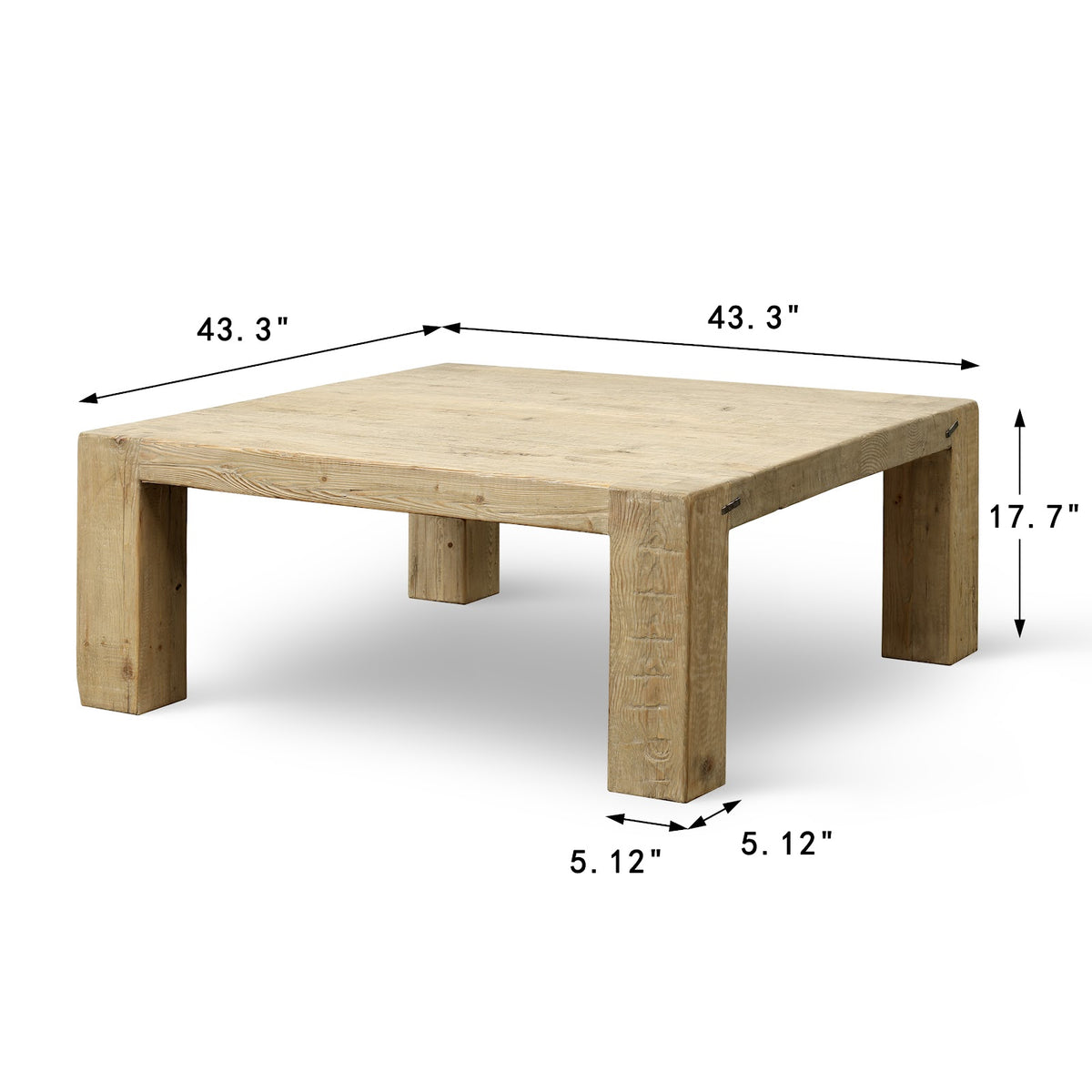 43x43 Square Capri Coffee Table with Dovetail Joint Weathered Natural image