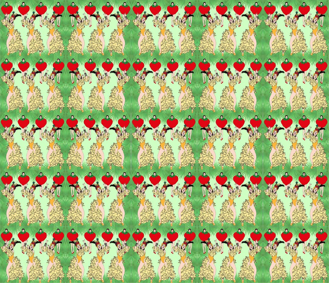 CUSTOM RETRO CARMEN MIRANDA WALLPAPER Yellow/Green by Art Decor Designs image 0