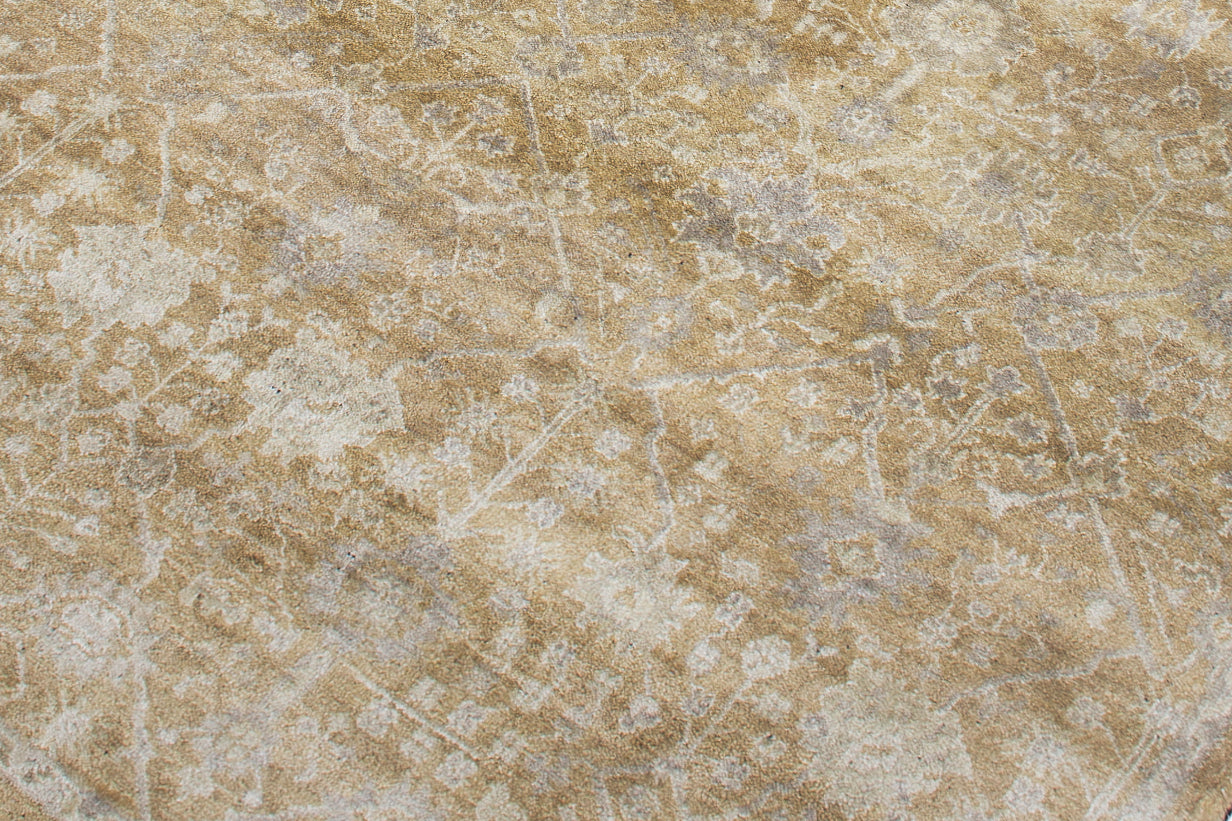 Vintage Oushak Hand Knotted New Zealand Wool Rug | Beige & Ivory Floral Area Rug — 2x3 ft'
