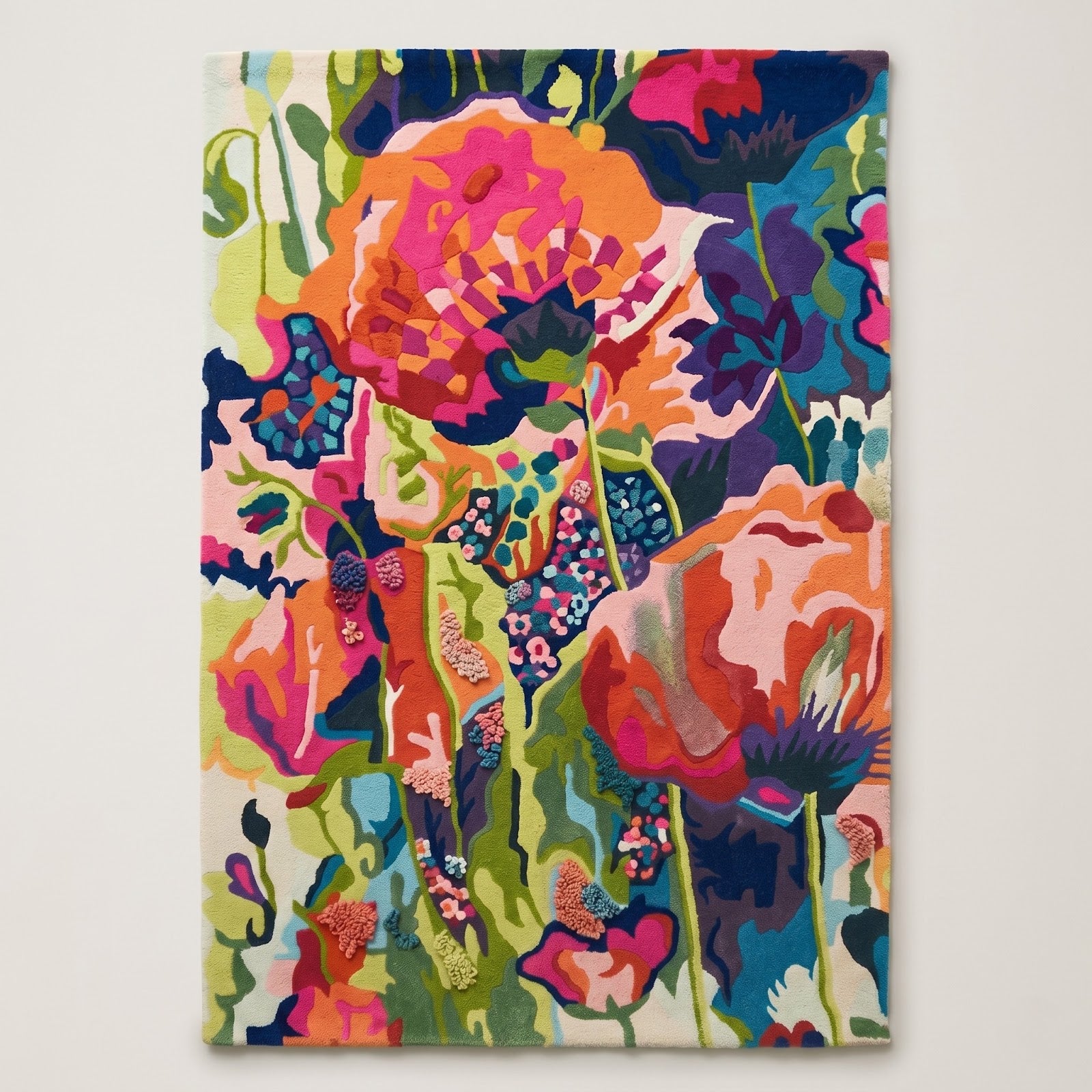 Vibrant Botanical Bloom Hand Tufted Wool Rug | Multicolor Abstract Floral Statement Area Rug — 2x3 ft'