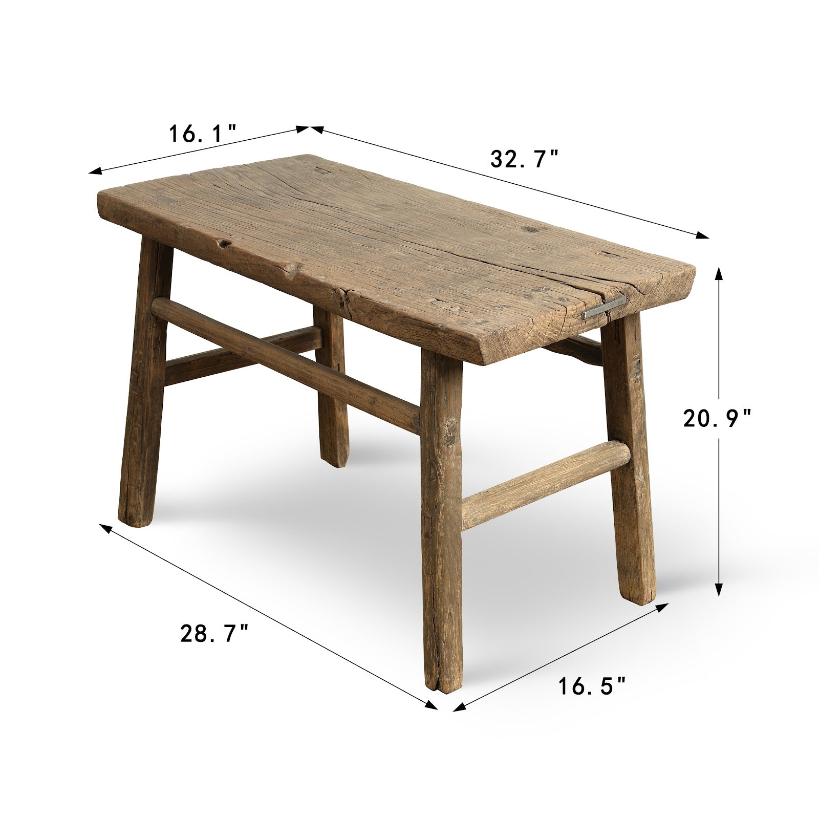Vintage Table Approx.25 Inches Wide 12 Inches Deep Weathered Natural image