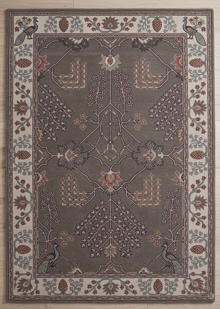 Vintage Peacock Garden Hand Tufted Wool Rug | Traditional Botanical Floral Area Rug — 2x3 ft'