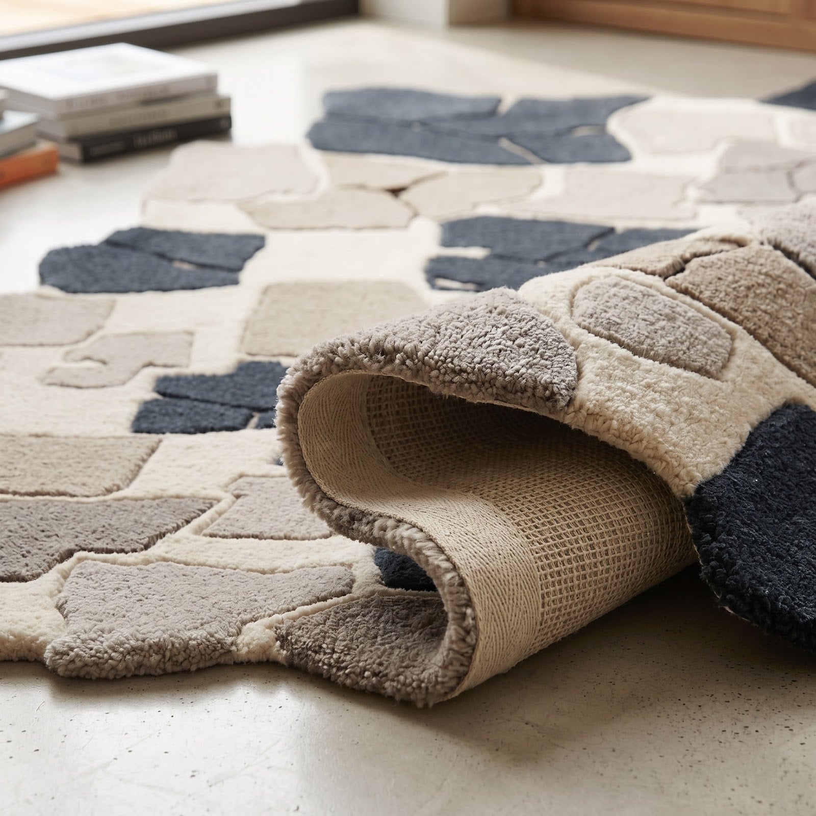 Irregular Mosaic Hand Tufted Wool Rug | Abstract Stone Pattern Area Rug — 2x3 ft'