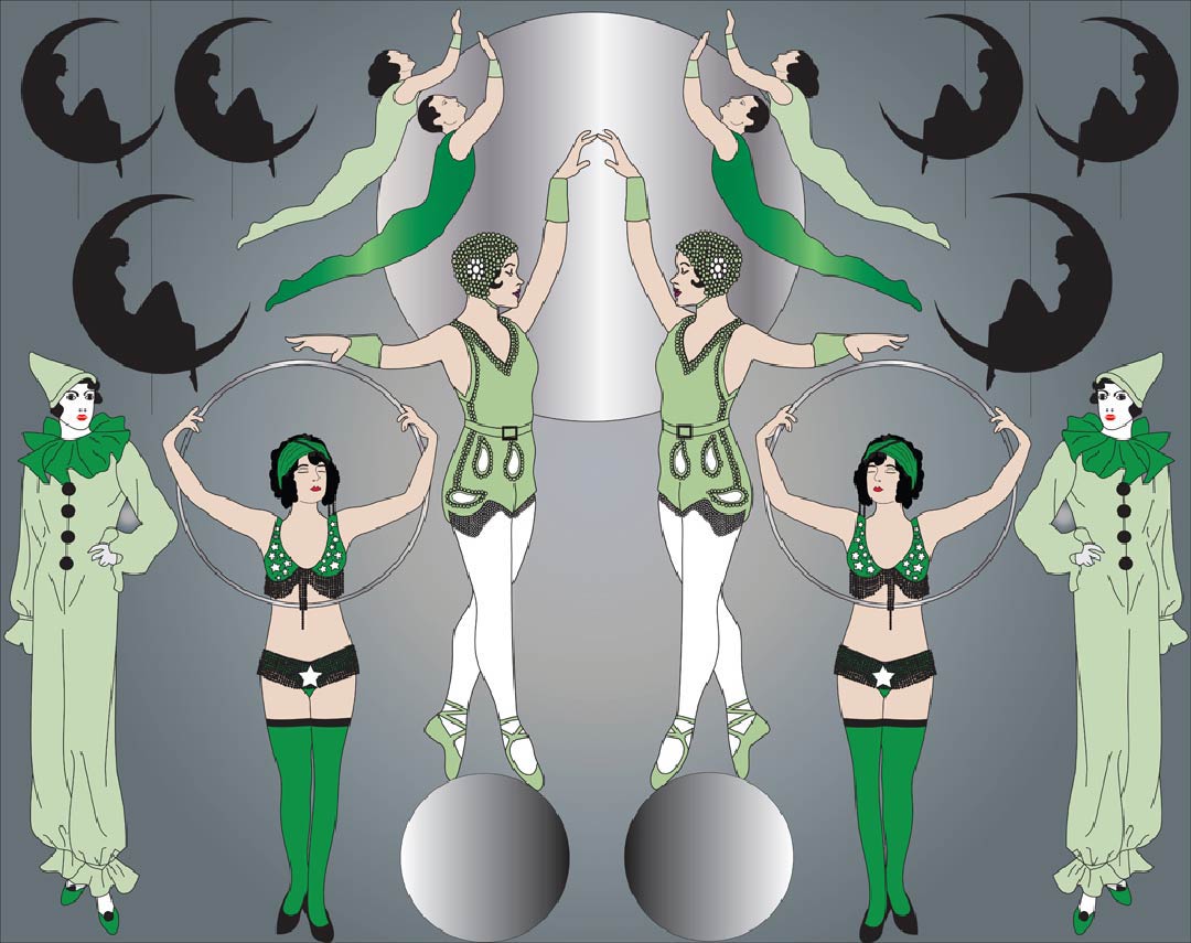 CUSTOM ART DECO CIRCUS WALLPAPER Green by Art Decor Designs image 1