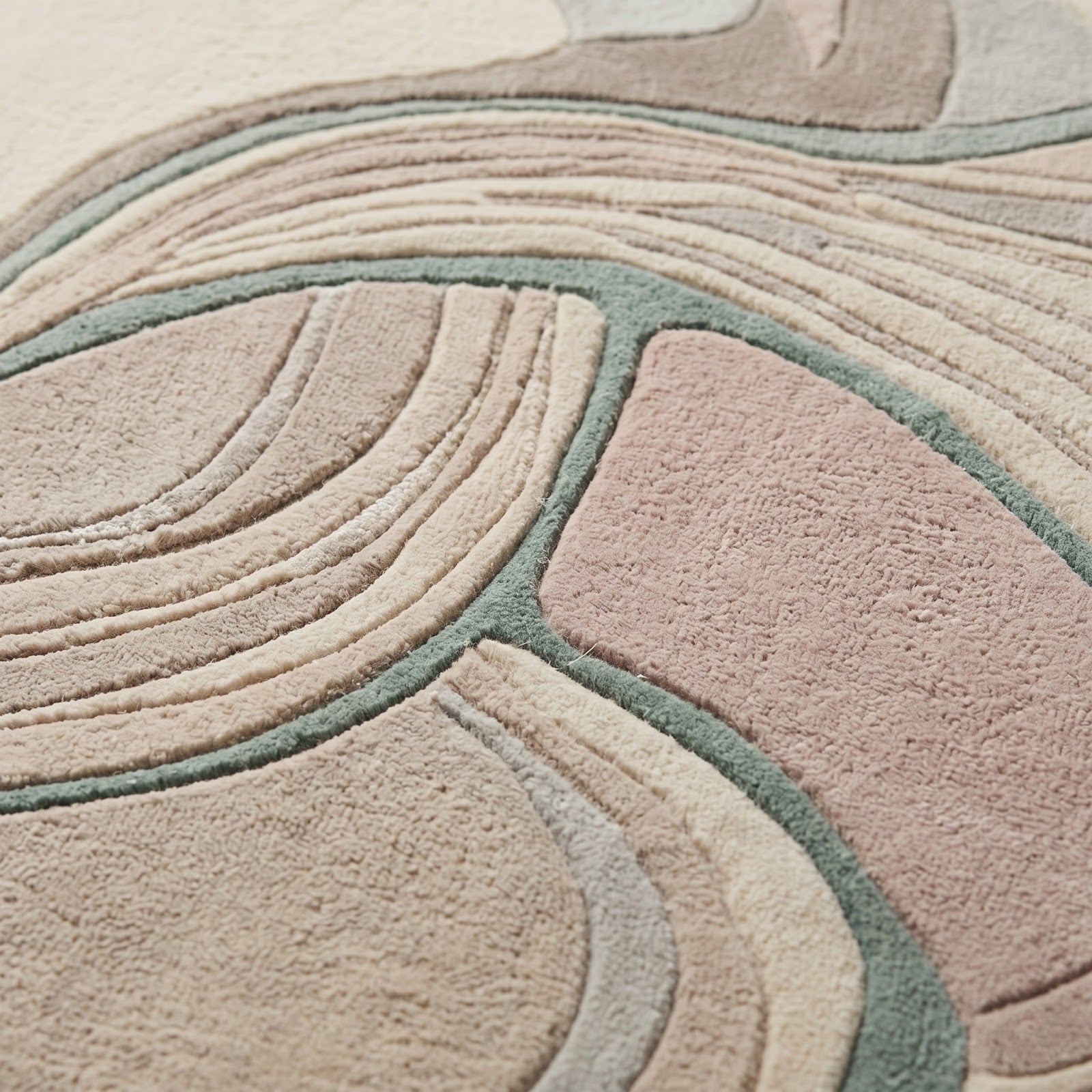 Modern Organic Abstract Hand Tufted Wool Rug | Neutral Flowing Line Art Area Rug — 2x3 ft'
