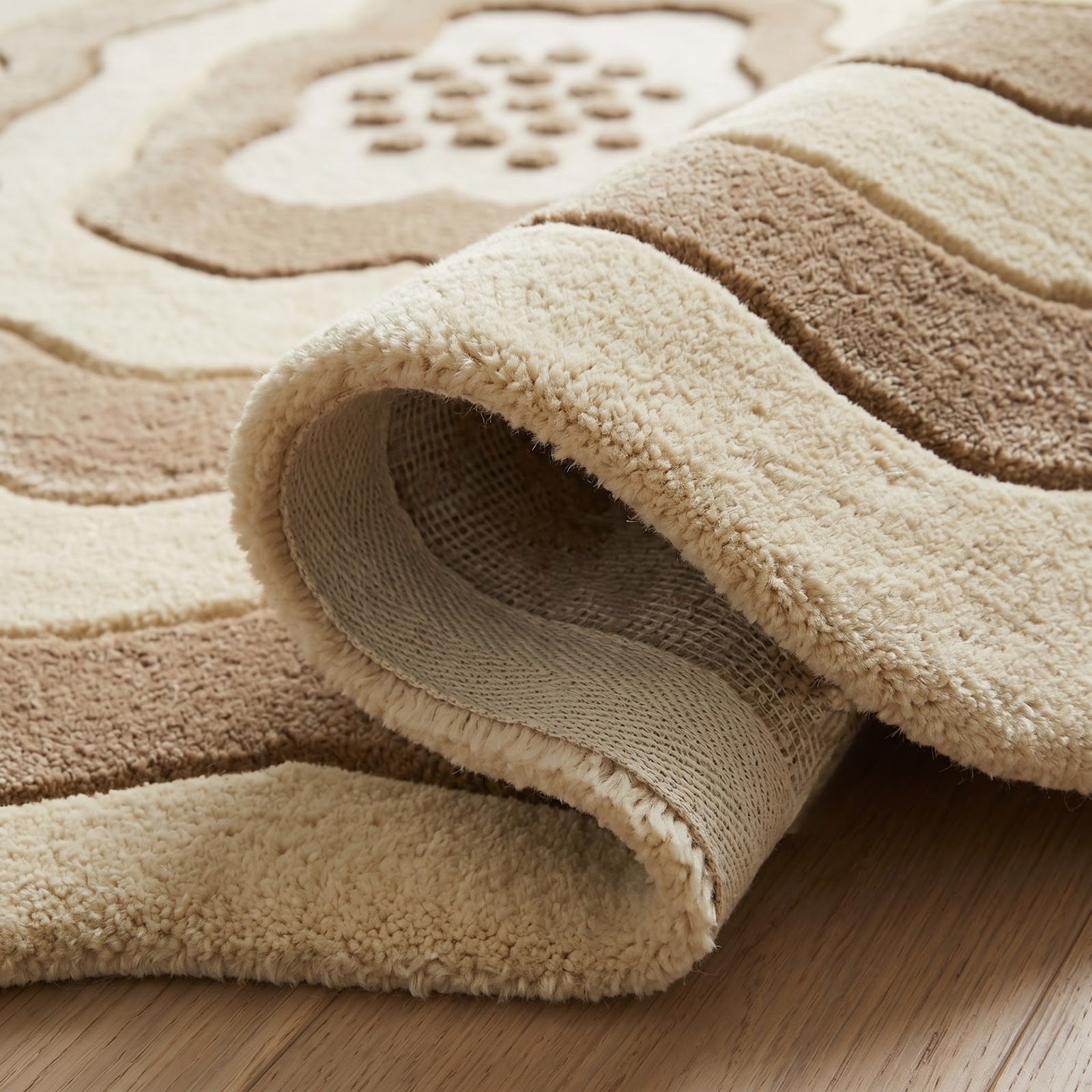 Organic Pebble Hand Tufted Wool Rug | Irregular Layered Abstract Area Rug in Ivory & Beige — 2x3 ft'