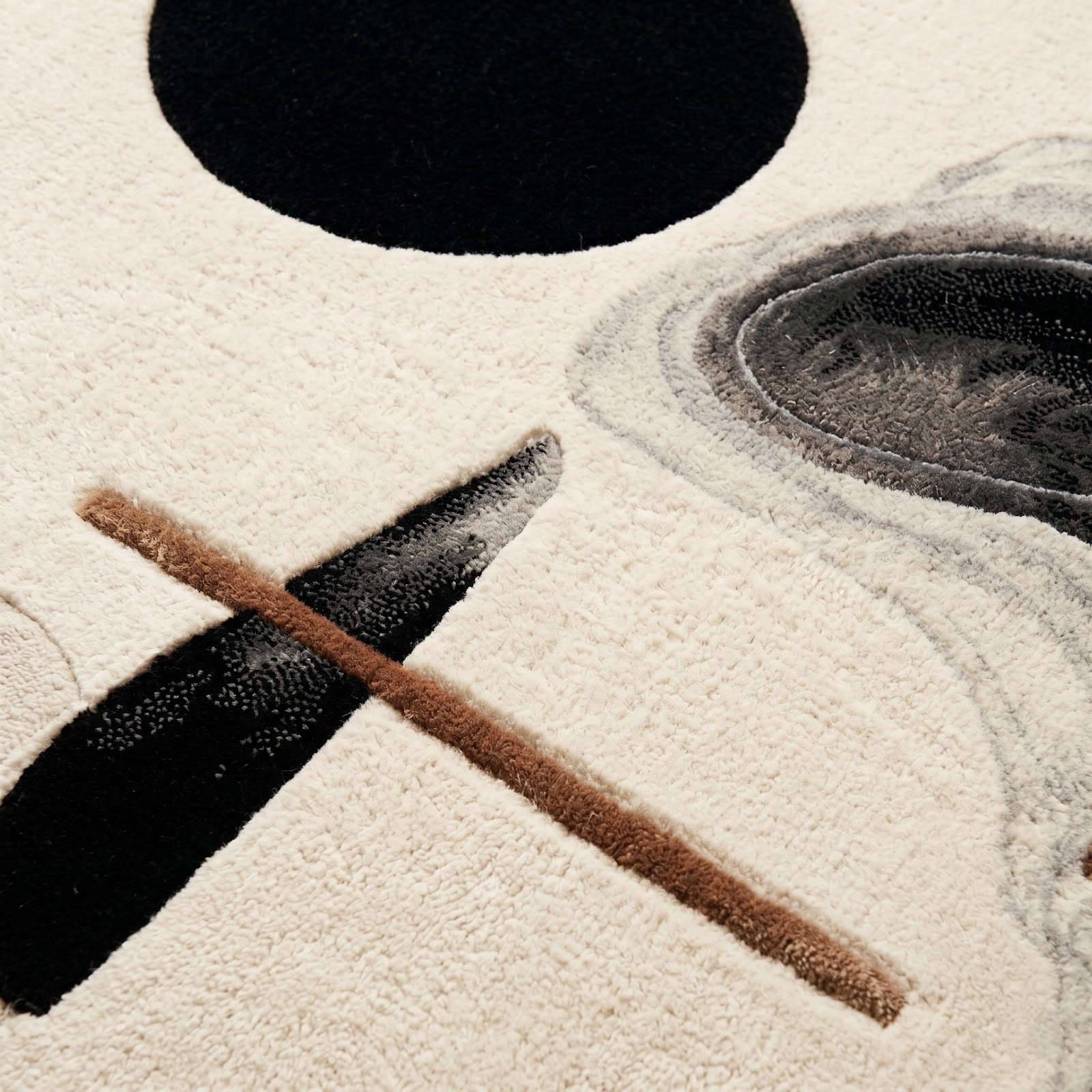 Minimalist Abstract Hand Tufted Wool Rug | Modern Black & Ivory Contemporary Art Area Rug — 2x3 ft'