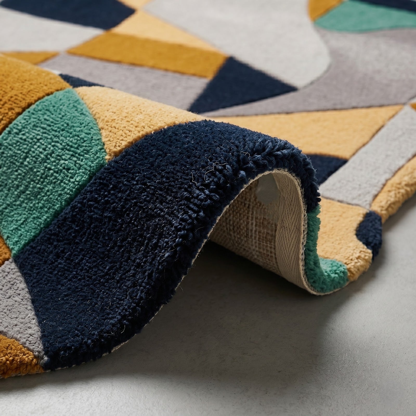 Abstract Geometric Hand Tufted Wool Rug | Irregular Shape Modern Area Rug — 2x3 ft'