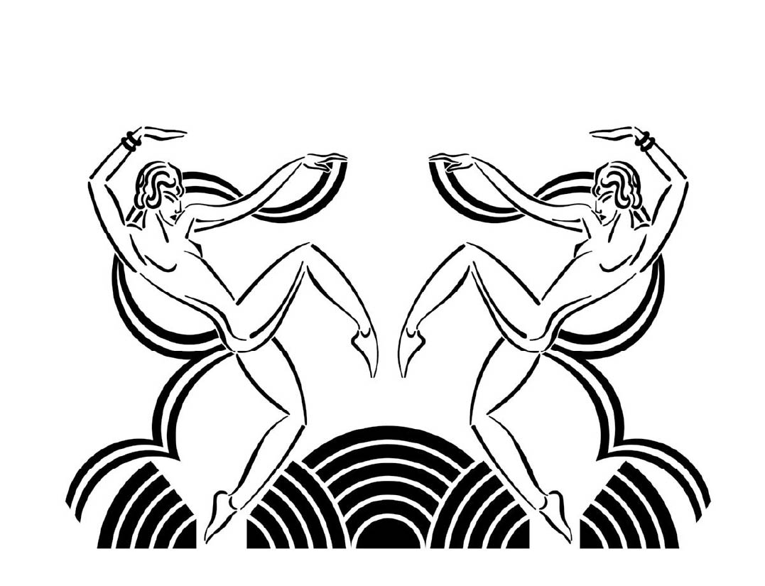 CUSTOM ART DECO DANCING GIRLS WALLPAPER Black/White by Art Decor Designs image 0