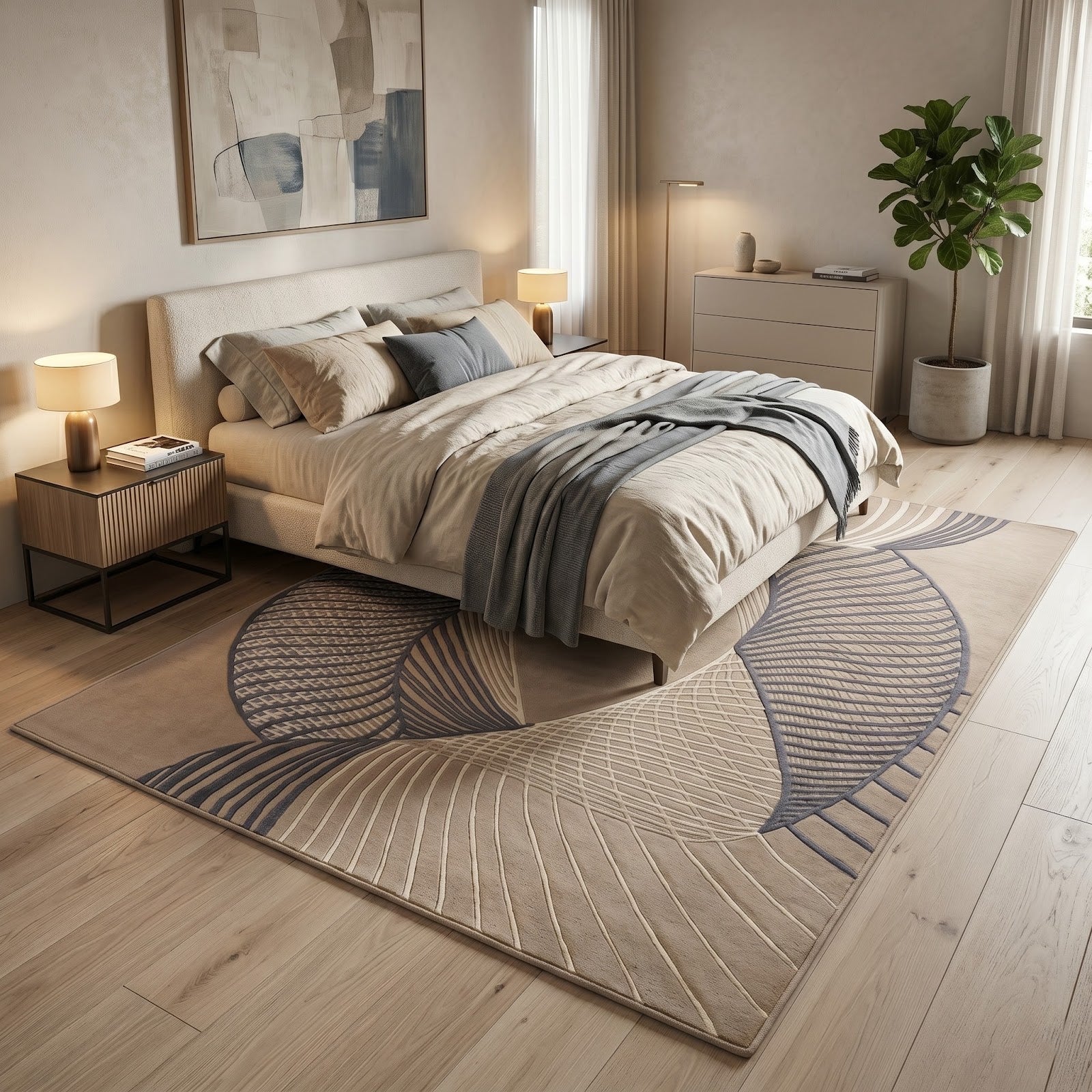 Abstract Linear Hand Tufted Wool Rug | Modern Geometric Area Rug — 2x3 ft'
