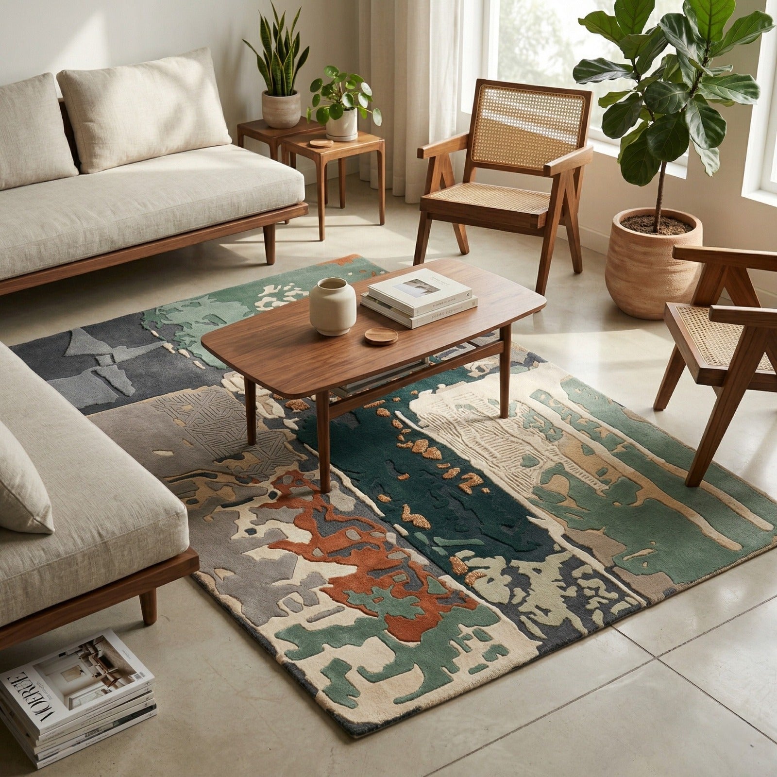 Abstract Contemporary Hand Tufted Wool Rug | Modern Artistic Area Rug — 2x3 ft'