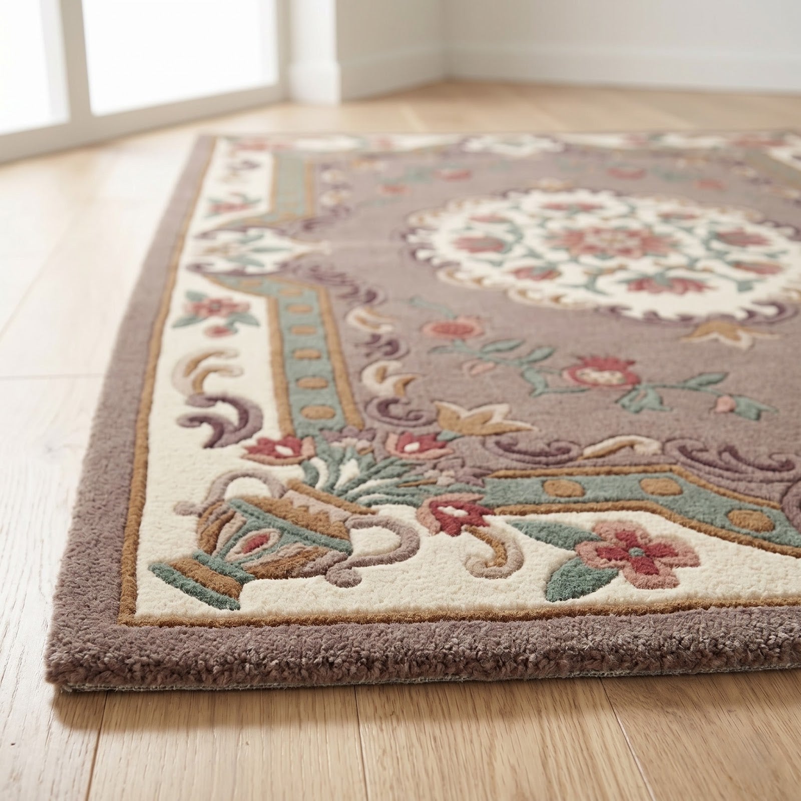 Traditional Floral Medallion Hand Tufted Wool Rug | Vintage Botanical Area Rug — 2x3 ft'