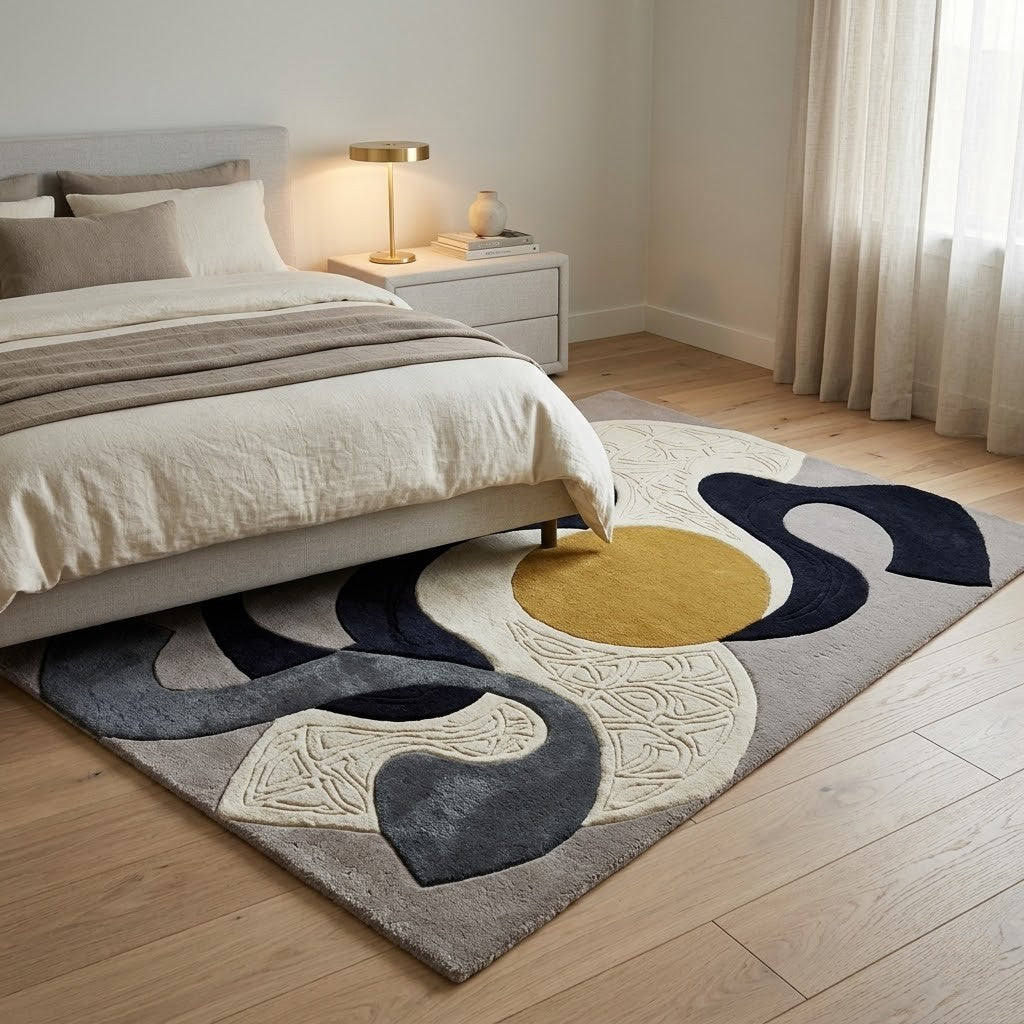 Abstract Modern Hand Tufted Wool Rug | Contemporary Art Area Rug — 2x3 ft'