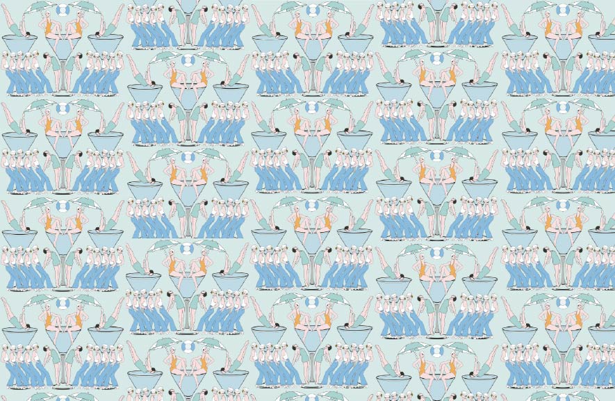 CUSTOM ART DECO SWIMMERS WALLPAPER Eau De Nil by Art Decor Designs image 1