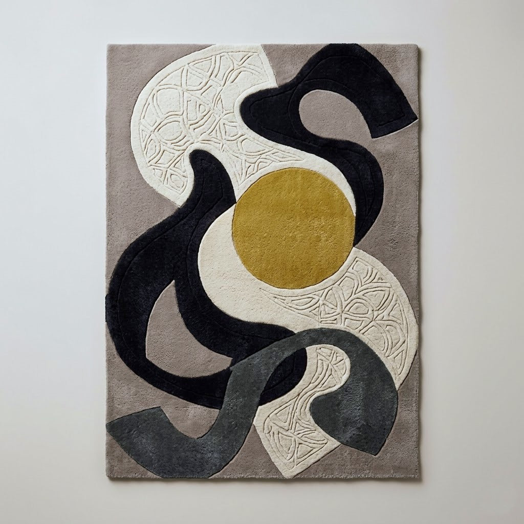 Abstract Modern Hand Tufted Wool Rug | Contemporary Art Area Rug — 2x3 ft'