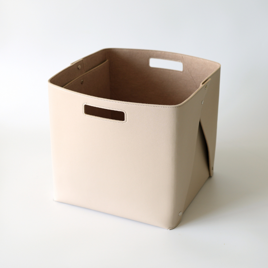 Set of 2 Oatmeal Beige Cube Storage Bins