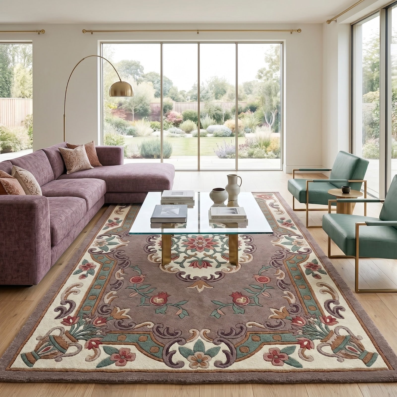 Traditional Floral Medallion Hand Tufted Wool Rug | Vintage Botanical Area Rug — 2x3 ft'
