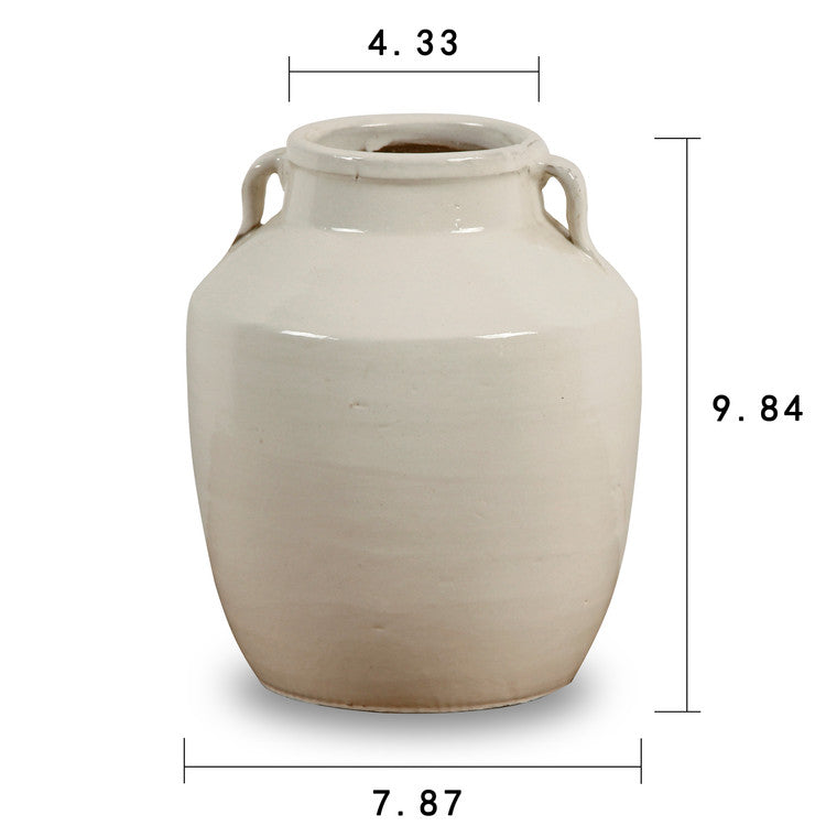 10" H Creamy White Vase with Two Handles image 3