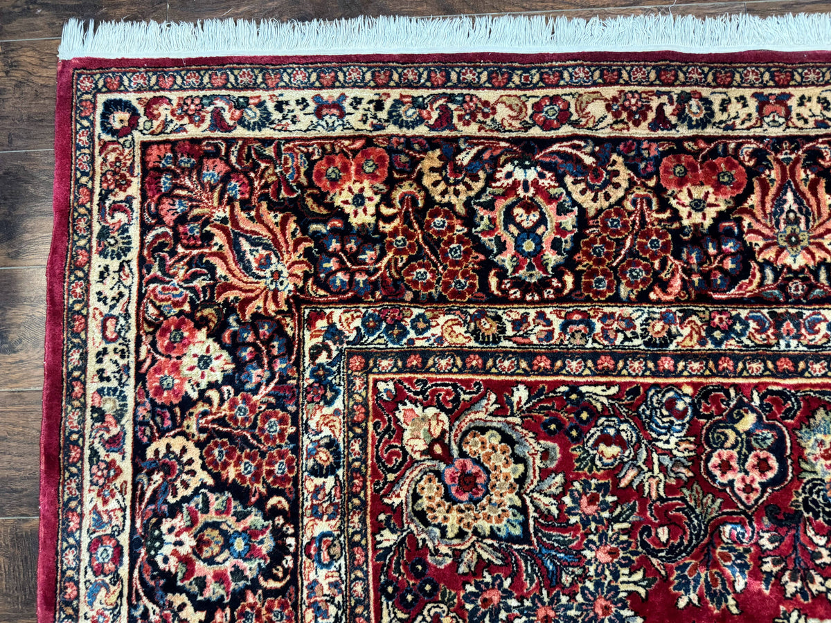 Persian Sarouk Rug 10x10, Square Persian Carpet, Red, Floral, Antique - Jewel Rugs, view 5