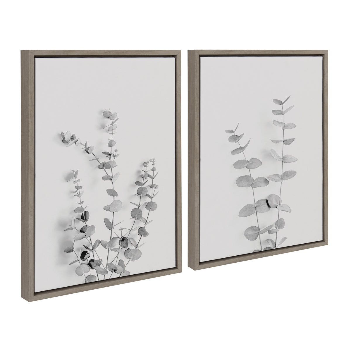 Sylvie Neutral Botanical 3 and 4 Soft White Framed Canvas by The Creative Bunch Studio