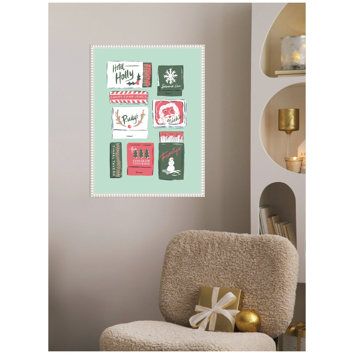 Sylvie Beaded Holiday Matchbooks Framed Canvas by Krissy Mast
