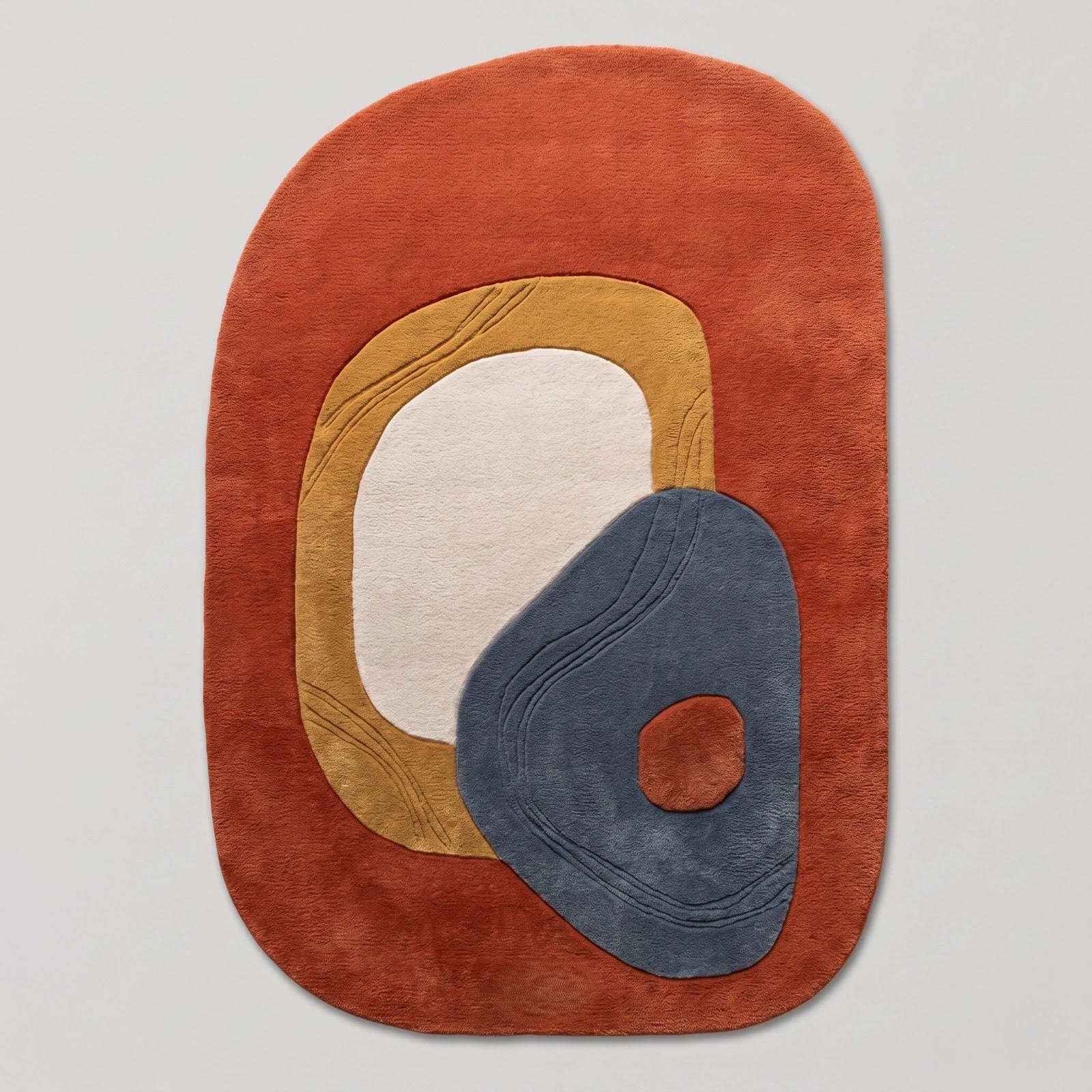 Abstract Terracotta Hand Tufted Wool Rug | Irregular Modern Area Rug — 2x3 ft'