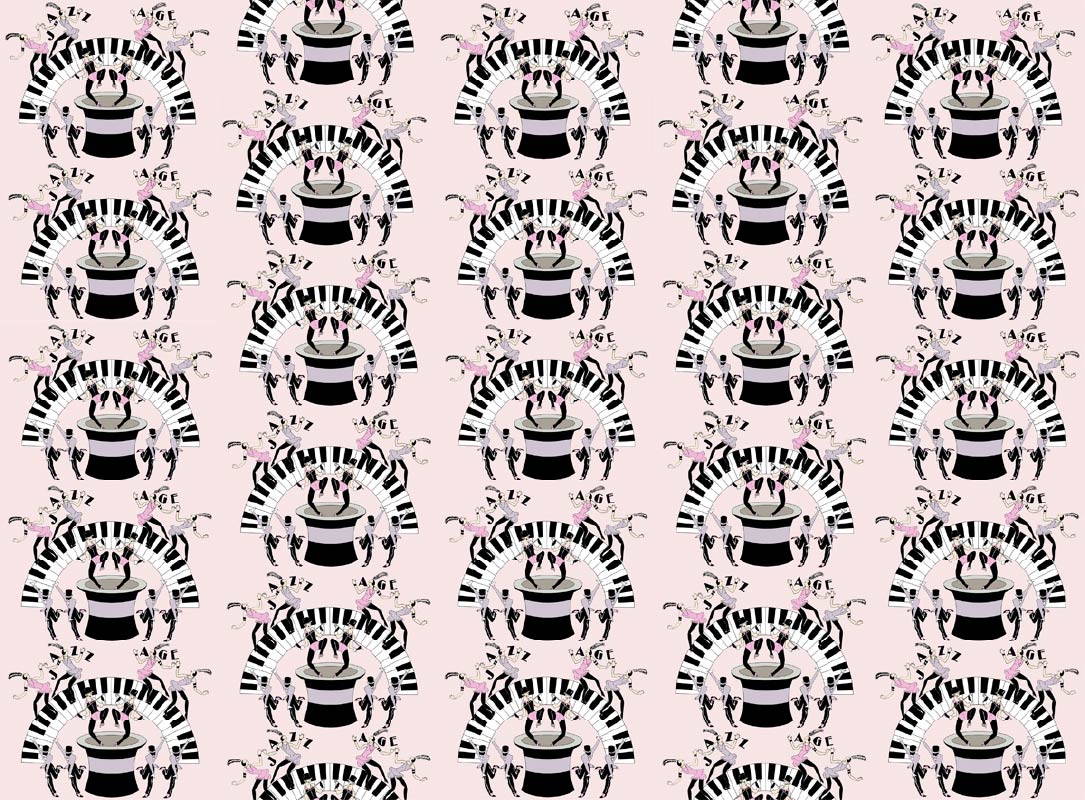 CUSTOM ART DECO JAZZ AGE WALLPAPER Pink by Art Decor Designs image 1