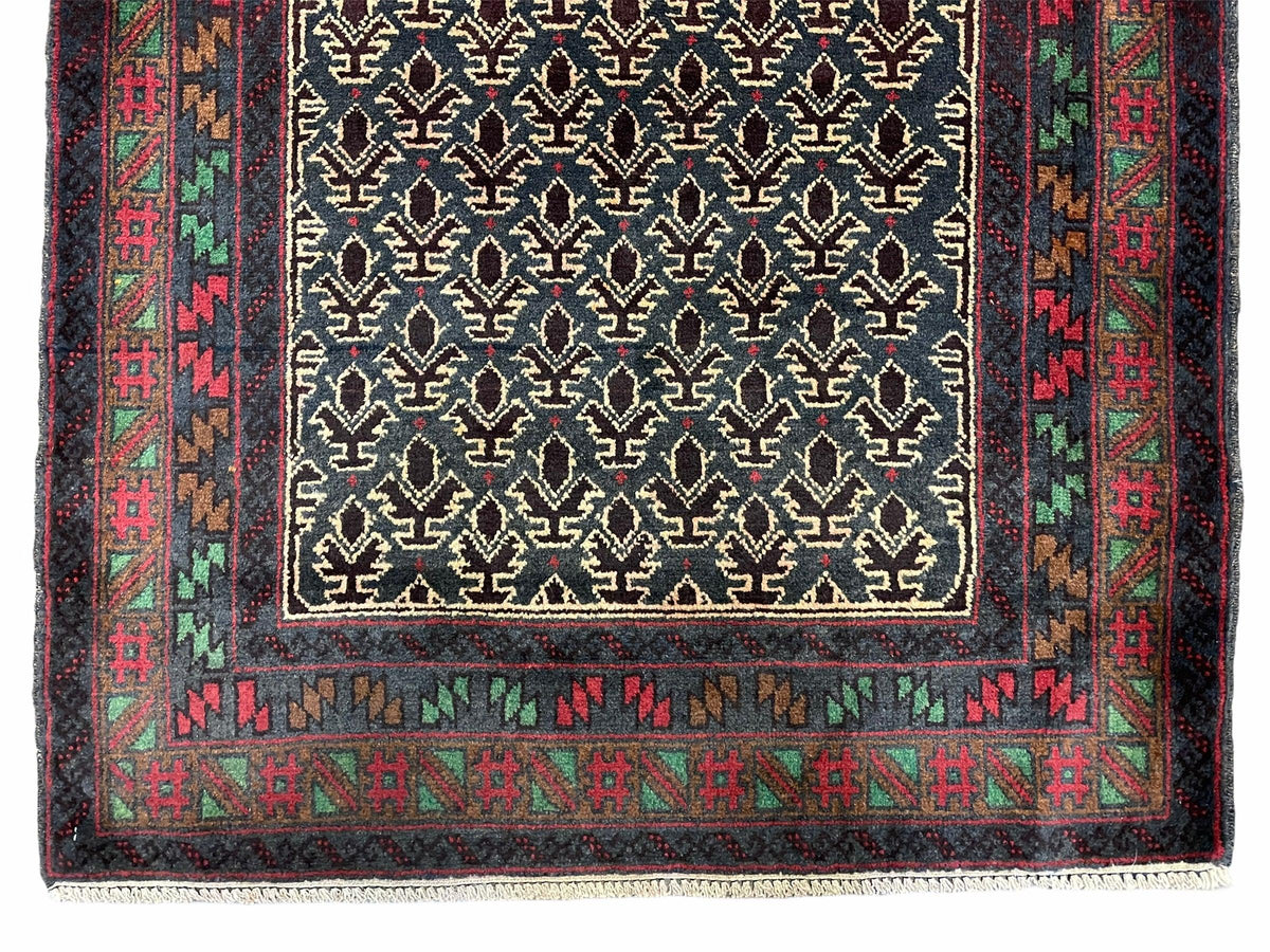 3x5 New Vintage Handmade Wool Rug Tribal Balouch Turkoman Prayer Rug Veggie Dyes - Jewel Rugs, view 6