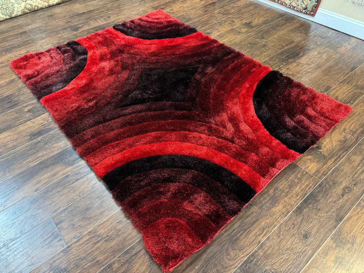 Red and Black Shag Rug 5x7, Pair A - Jewel Rugs, view 13