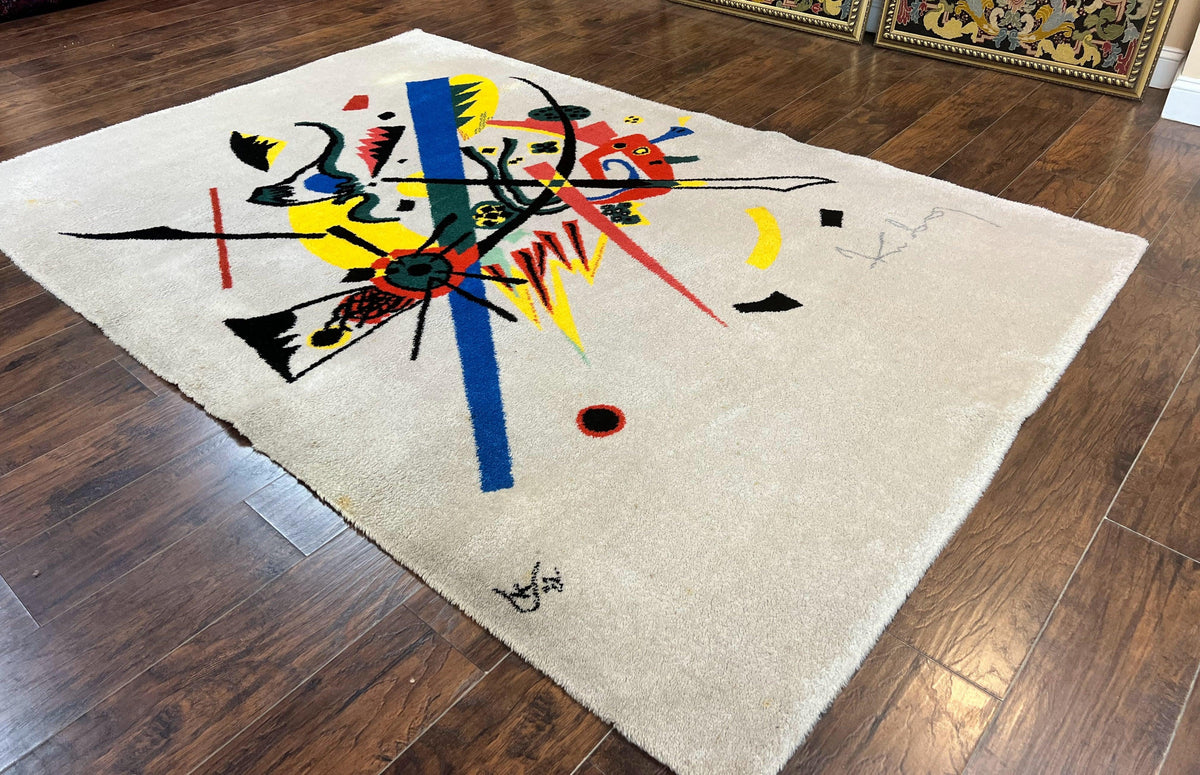Danish Rya Shag Rug 6x9, EGE Axminster Carpet, Ivory, Modern Abstract Rug, Signed by Designer - Jewel Rugs, view 3