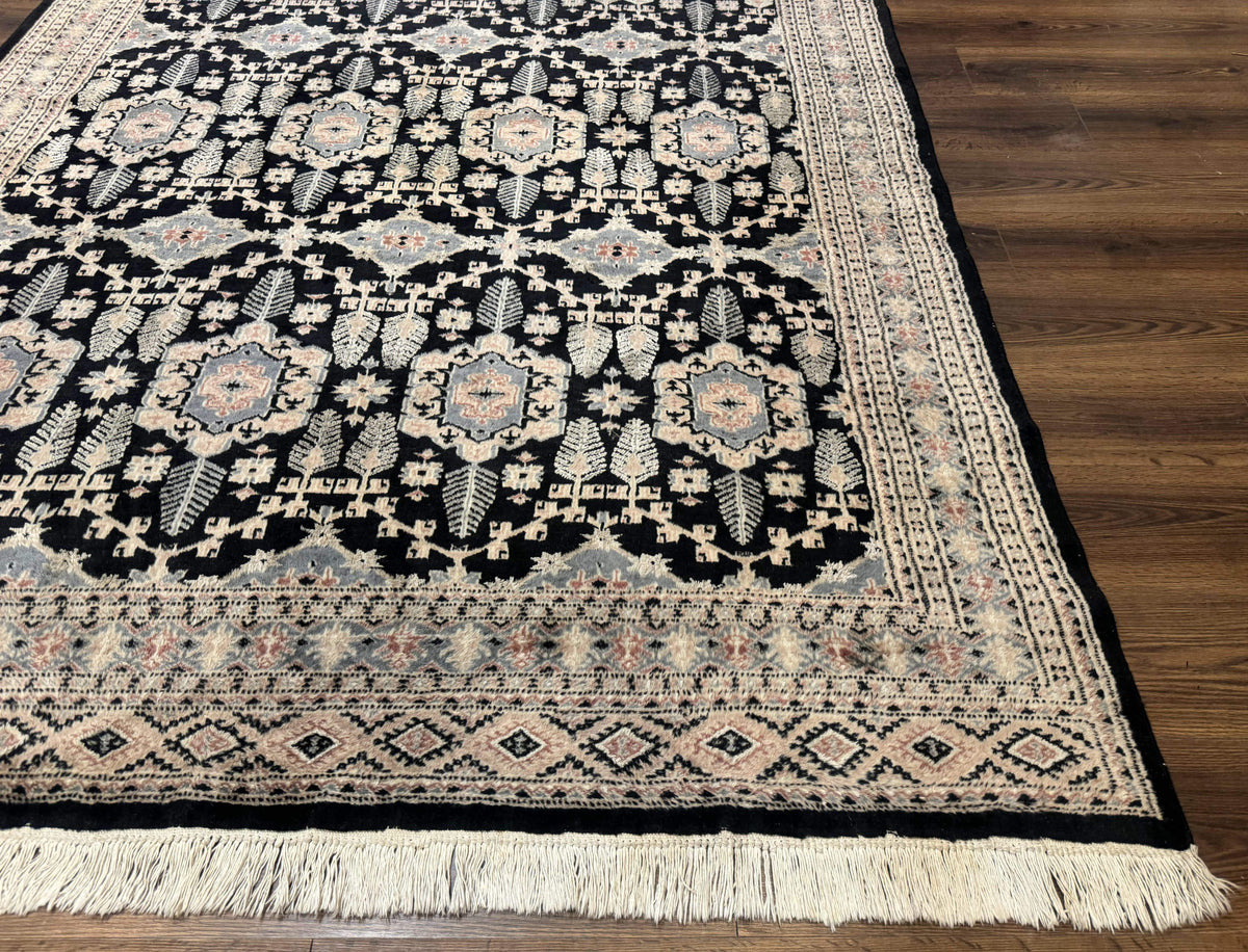 Turkoman Bokhara Rug 6x9, Pakistani Carpet, Black, Hand Knotted - Jewel Rugs, view 10