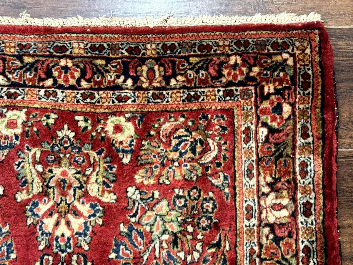 Red Persian Sarouk Rug 3 x 5.8, Antique Wool Carpet, 210 KPSI - Jewel Rugs, view 8